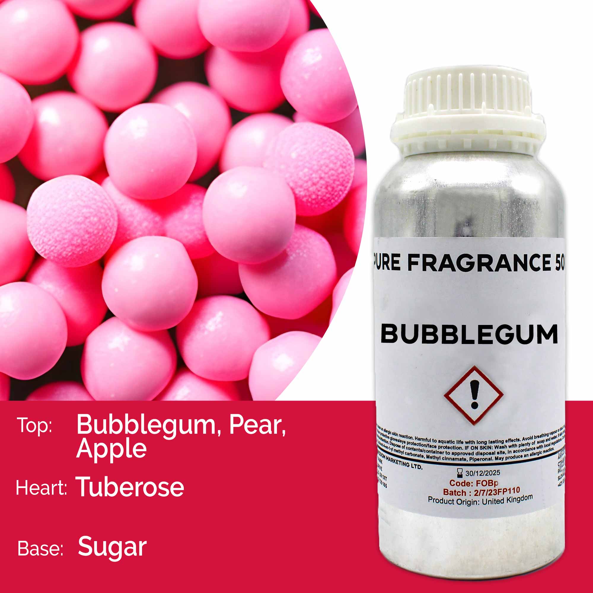 Bubble Gum Pure Fragrance Oil - 500ml - 1 Piece (FOBP-129)