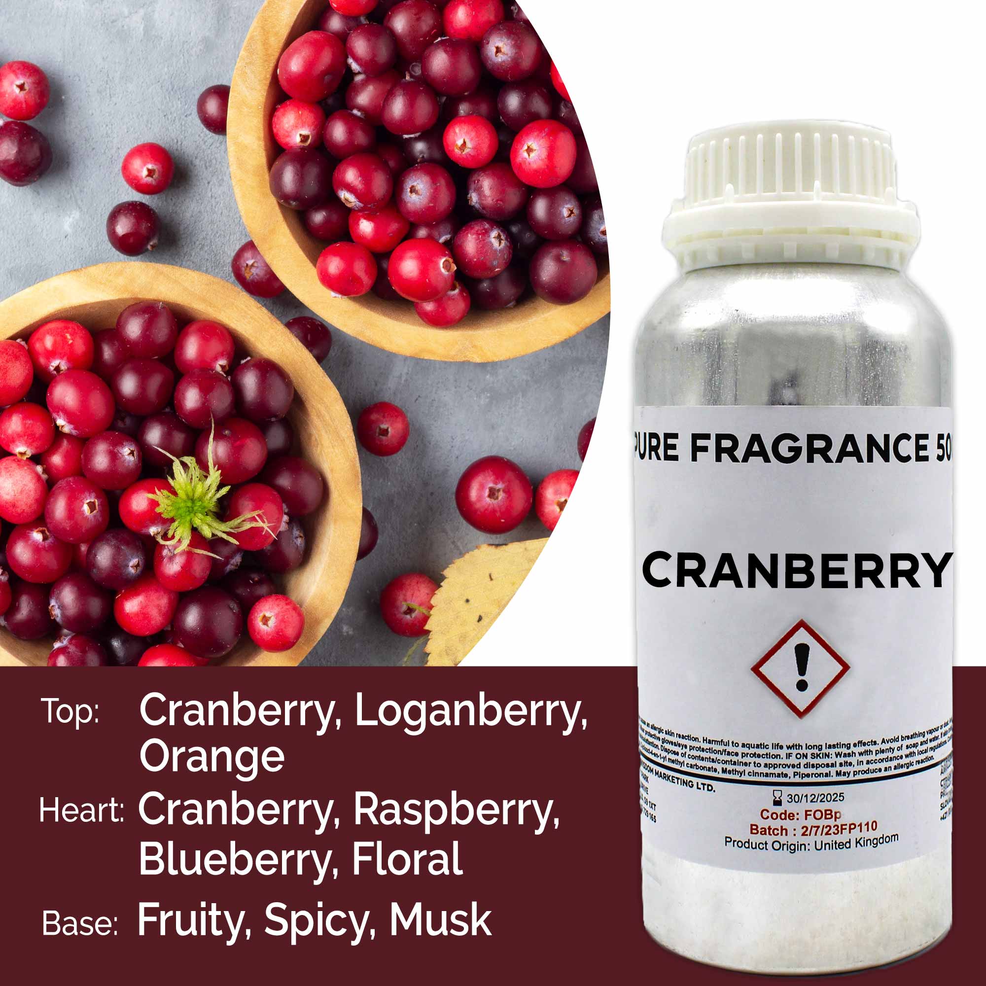 Cranberry Pure Fragrance Oil - 500ml - 1 Piece (FOBP-151)
