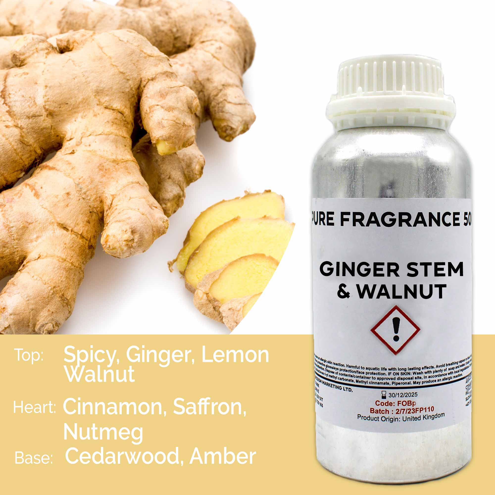 Ginger Stem & Walnut Pure Fragrance Oil - 500ml - 1 Piece (FOBP-161)