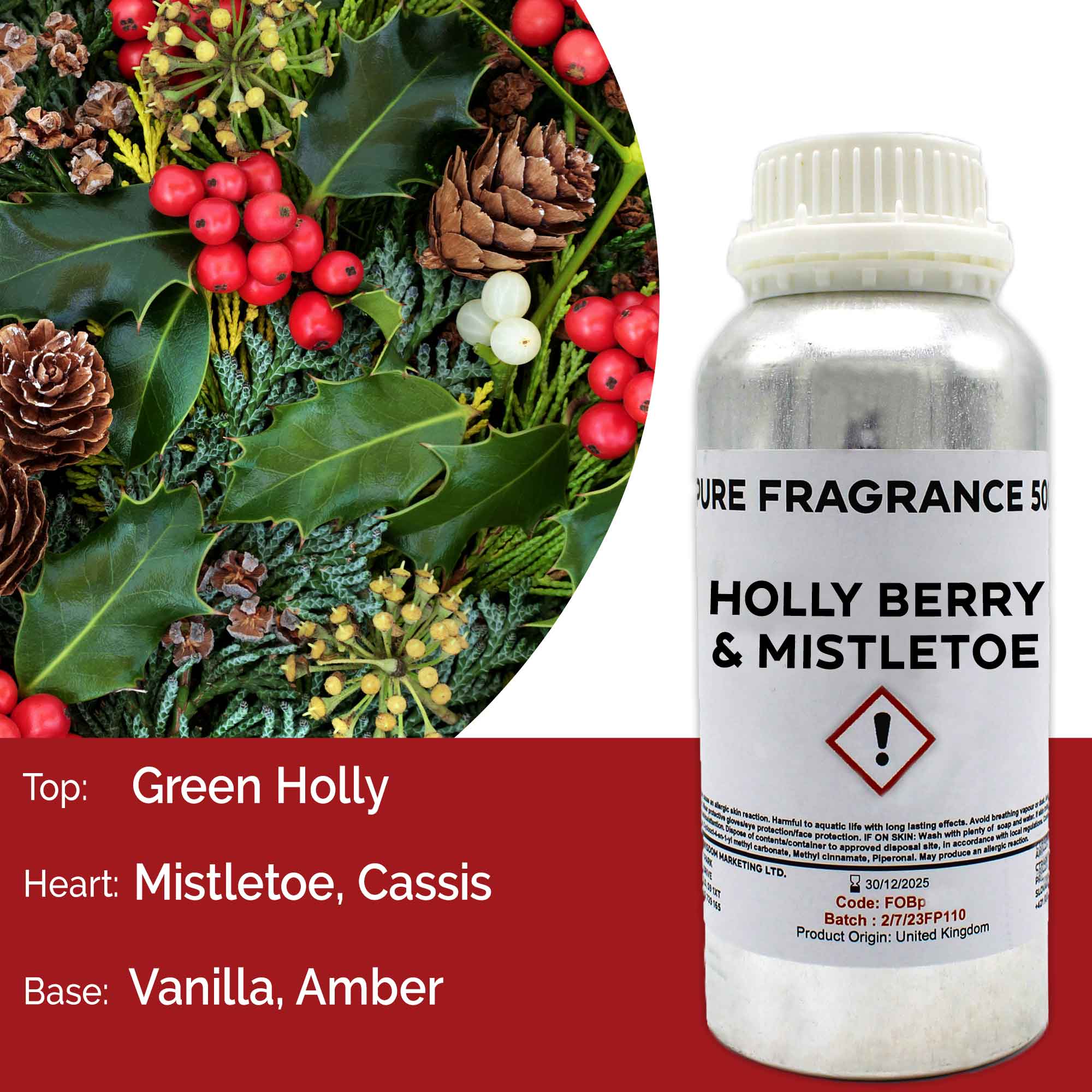 Holly Berry & Mistletoe Pure Fragrance Oil - 500ml - 1 Piece (FOBP-168)