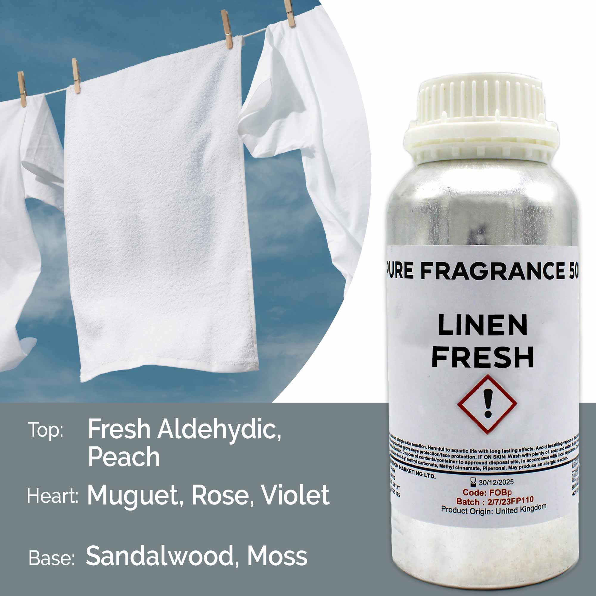 Linen Fresh Pure Fragrance Oil - 500ml - 1 Piece (FOBP-175)