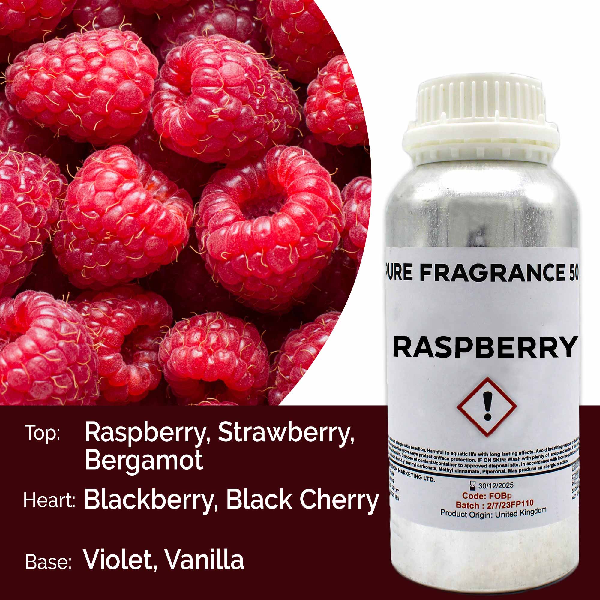 Raspberry Pure Fragrance Oil - 500ml - 1 Piece (FOBP-201)