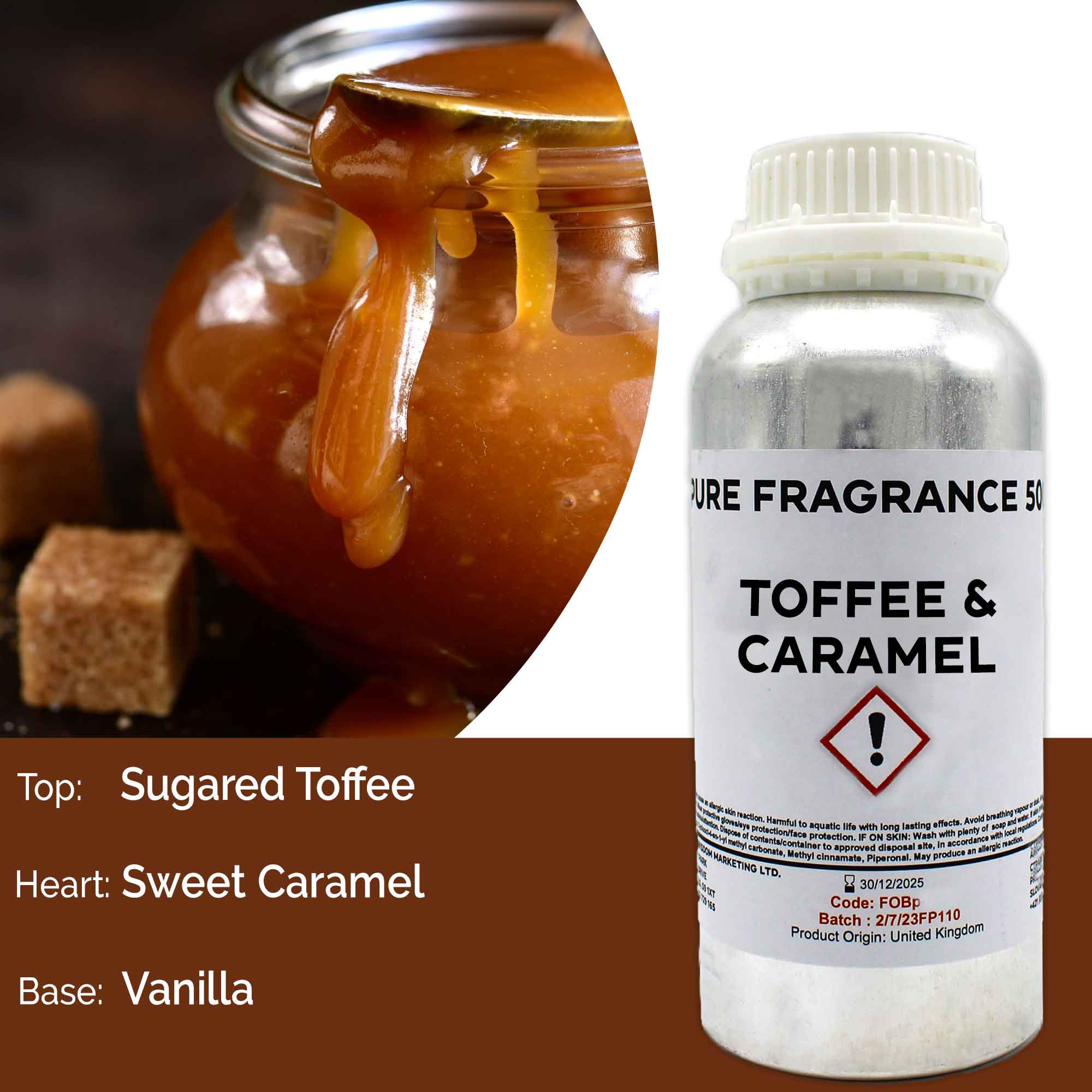 Toffee & Caramel Pure Fragrance Oil - 500ml - 1 Piece (FOBP-203)