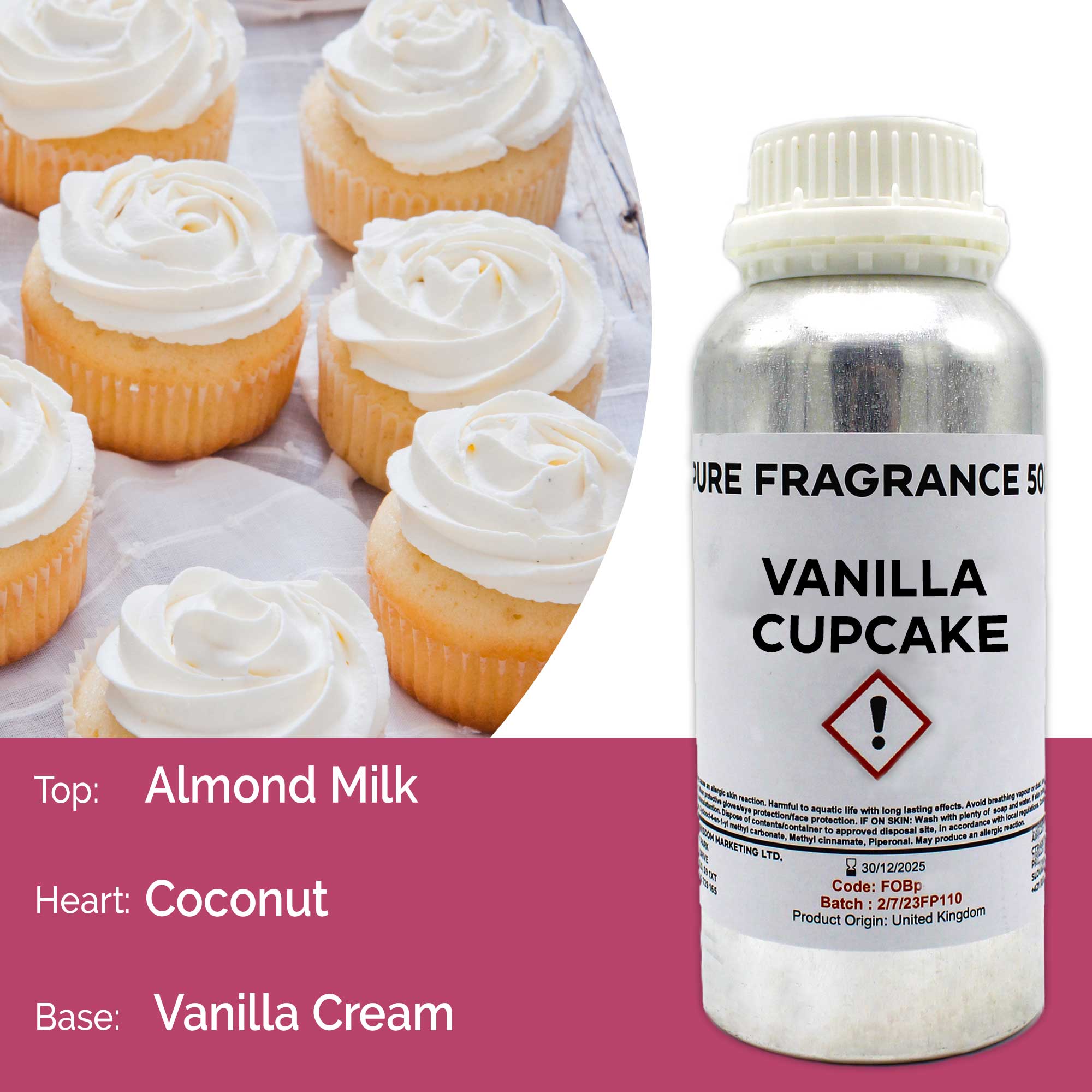 Vanilla Cupcake Pure Fragrance Oil - 500ml - 1 Piece (FOBP-204)