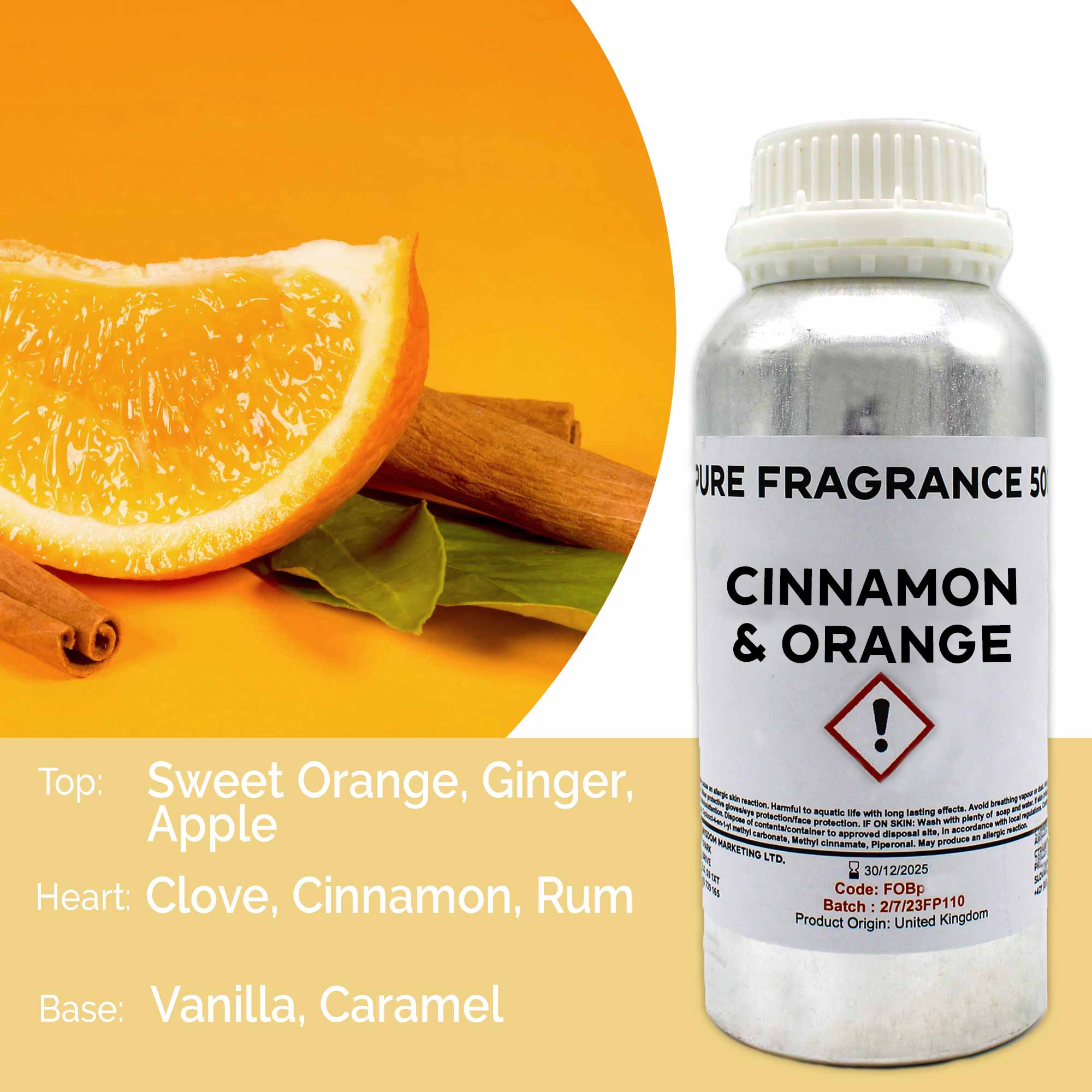 Cinnamon & Orange Pure Fragrance Oil - 500ml - 1 Piece (FOBp-22)