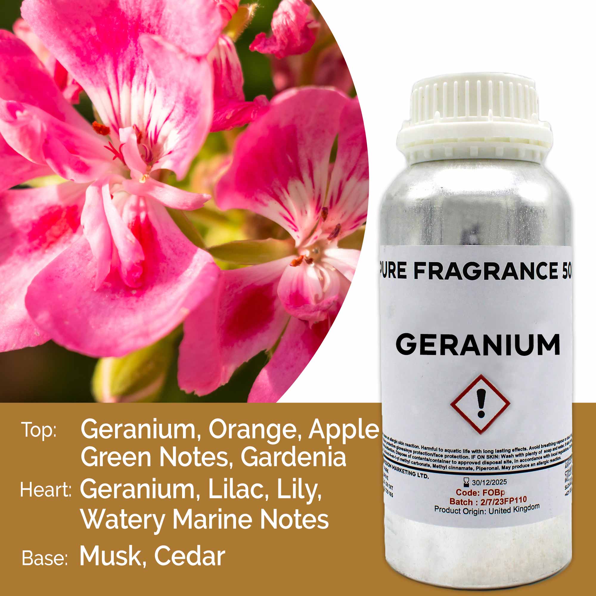 Geranium Pure Fragrance Oil - 500ml - 1 Piece (FOBp-46)