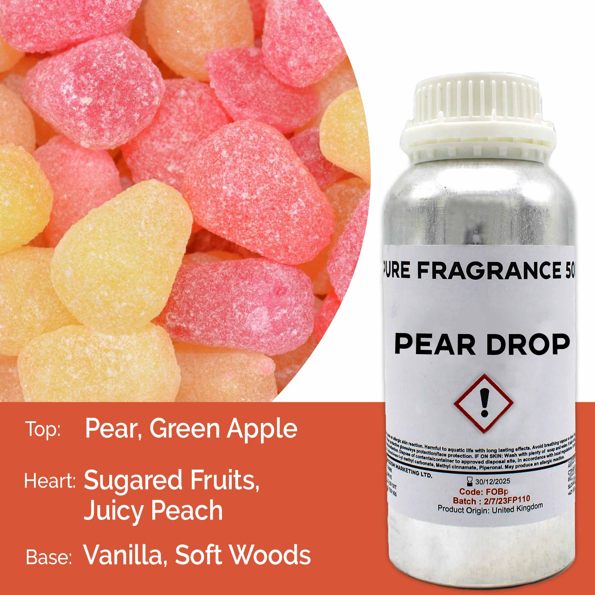Pear Drop Pure Fragrance Oil - 500ml - 1 Piece (FOBp-96)