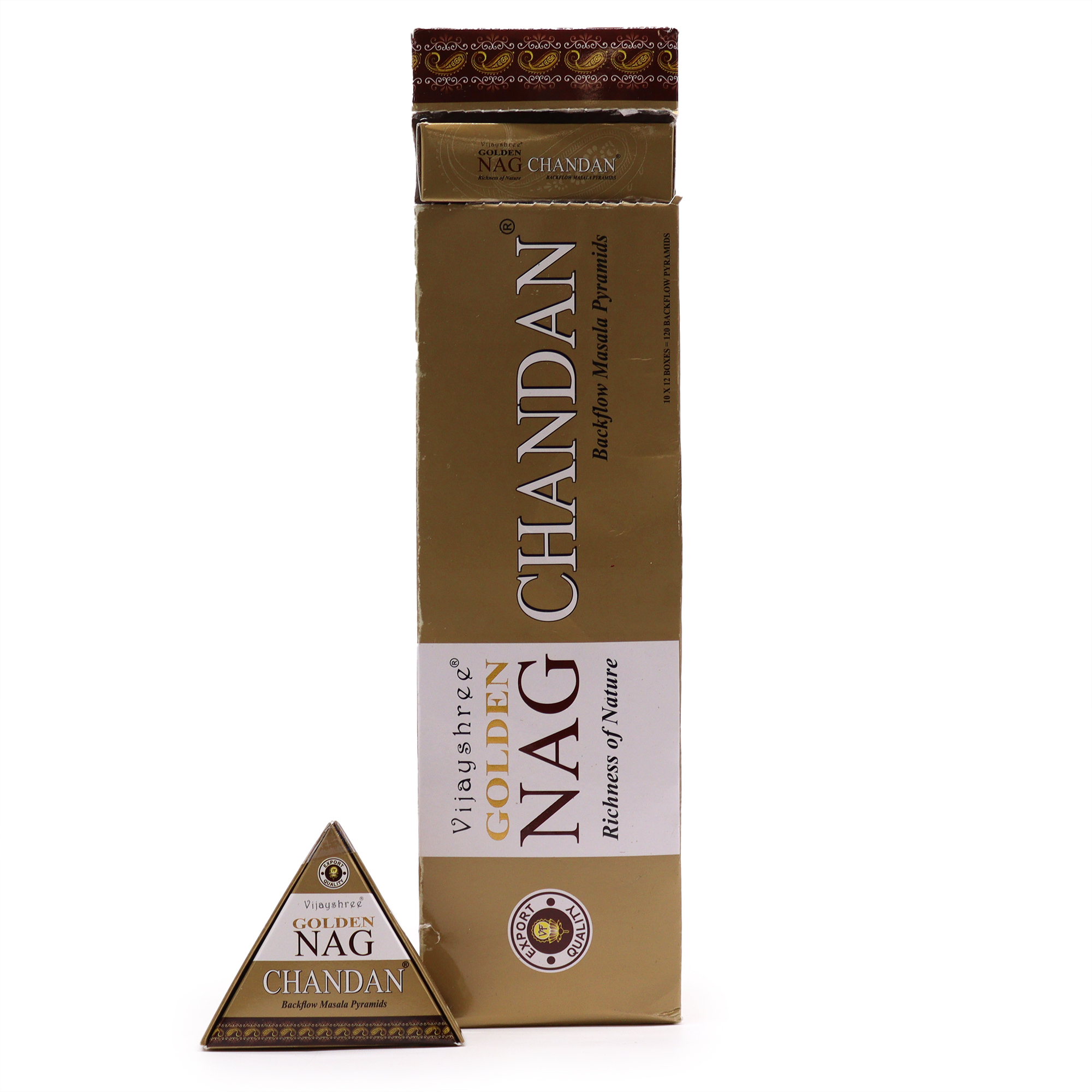 42g Jumbo Golden Nag - Chandan Back Flow Incense Cones - 1 Piece (JBackF-02)