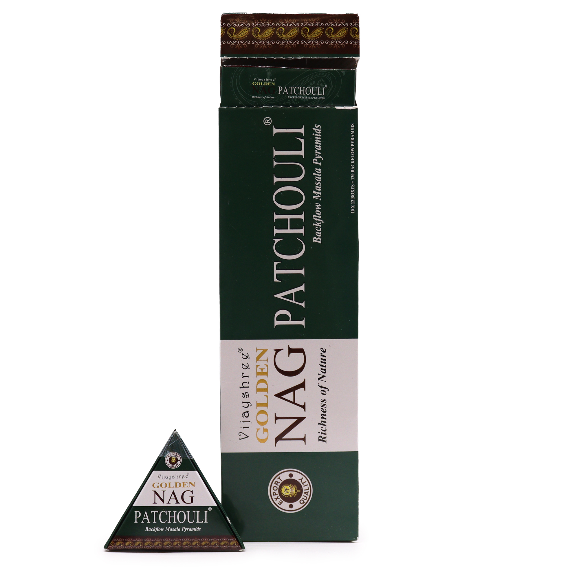 42g Jumbo Golden Nag - Patchouli Back Flow Incense Cones - 1 Piece (JBackF-03)