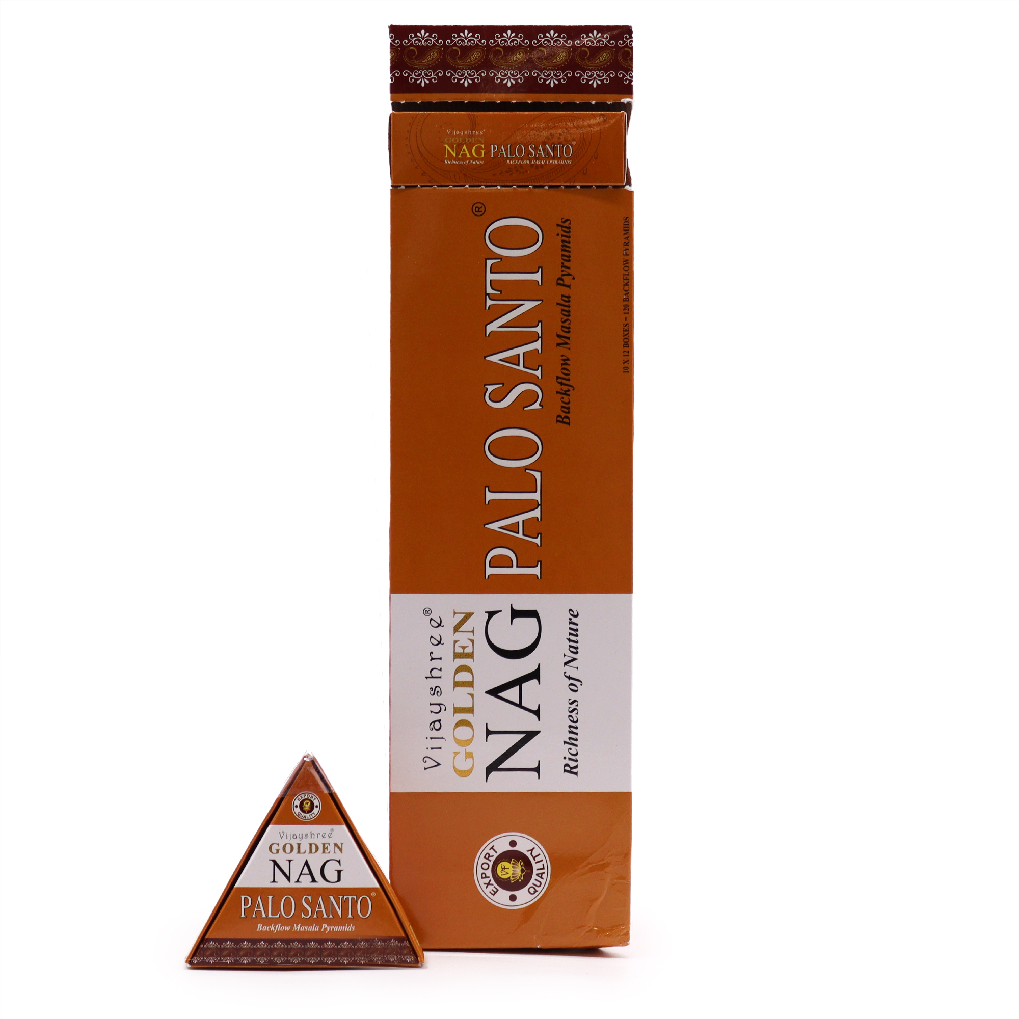 42g Jumbo Golden Nag - Palo Santo Back Flow Incense Cones - 1 Piece (JBackF-05)