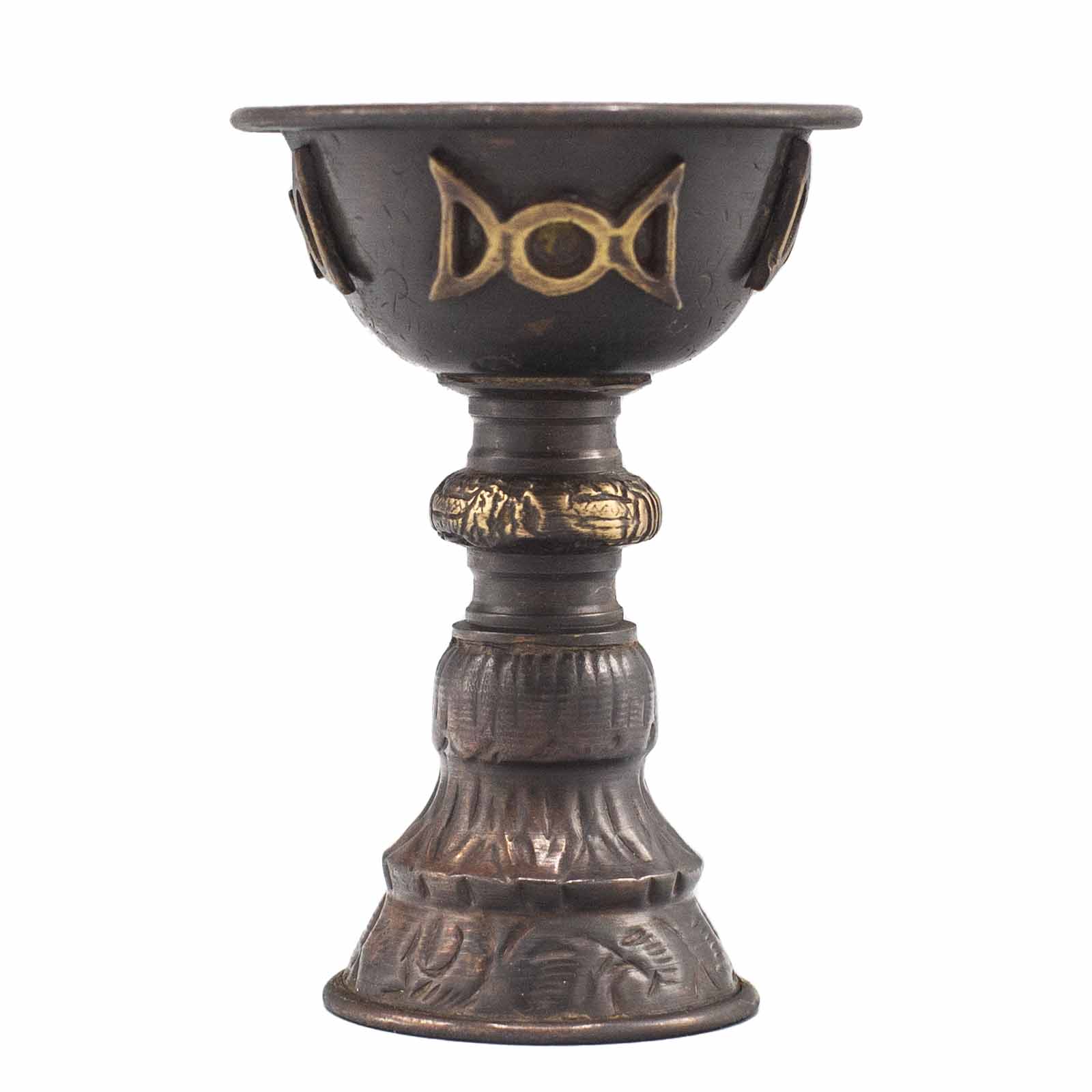 Antique Copper Ritual Goblet with Triple Moon 8x13cm - 1 Piece (CIC-11)