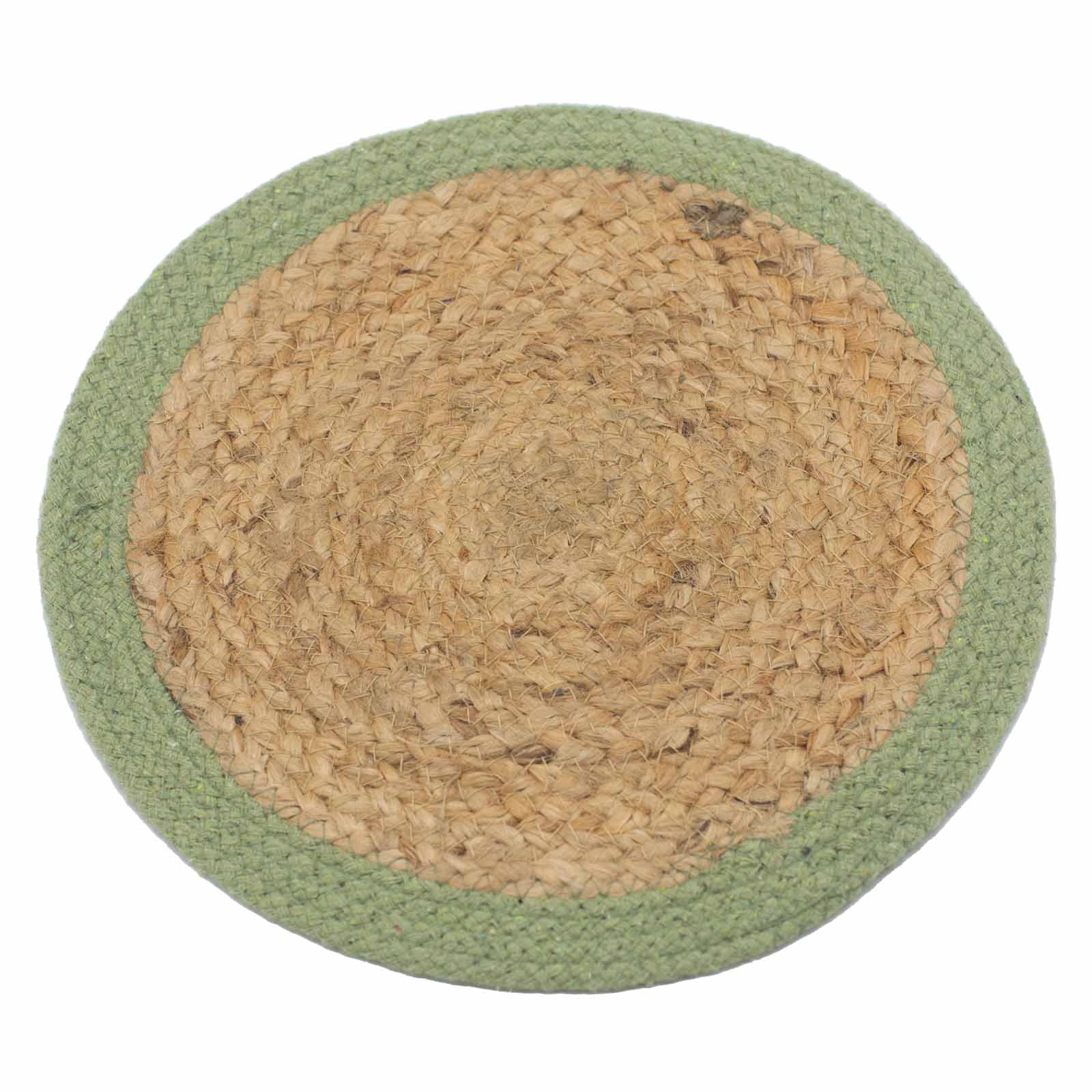 Natural Place Mat - Jute & Cotton 30cm - Olive Boarder - 1 Piece (NPMAT-03)