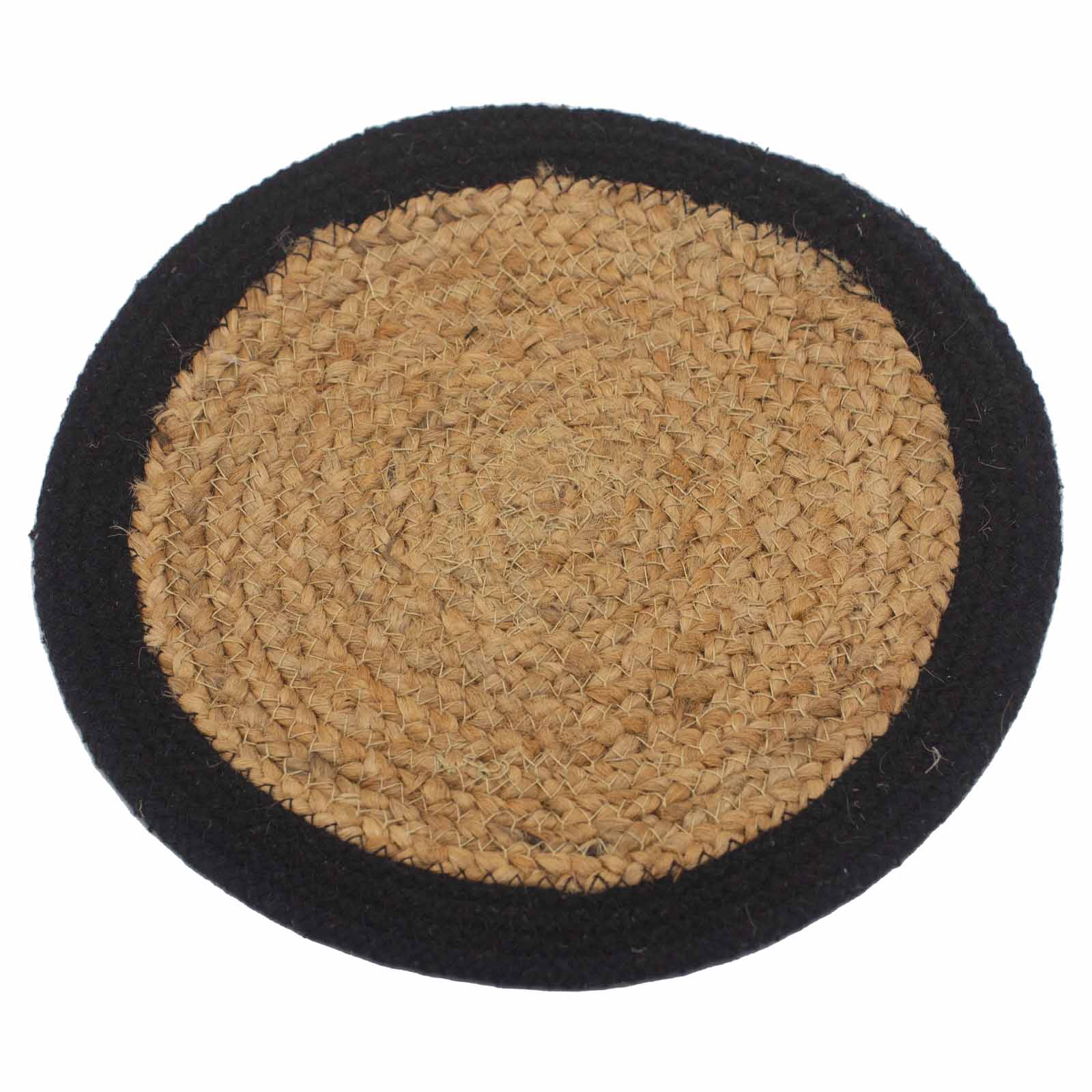 Natural Place Mat - Jute & Cotton 30cm - Black Boarder - 1 Piece (NPMAT-04)