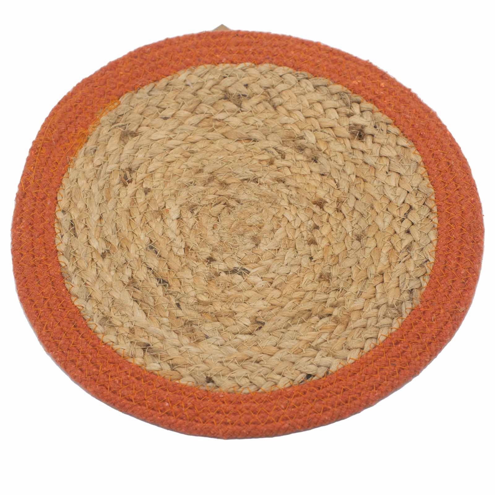 Natural Place Mat - Jute & Cotton 30cm - Clay Boarder - 1 Piece (NPMAT-05)