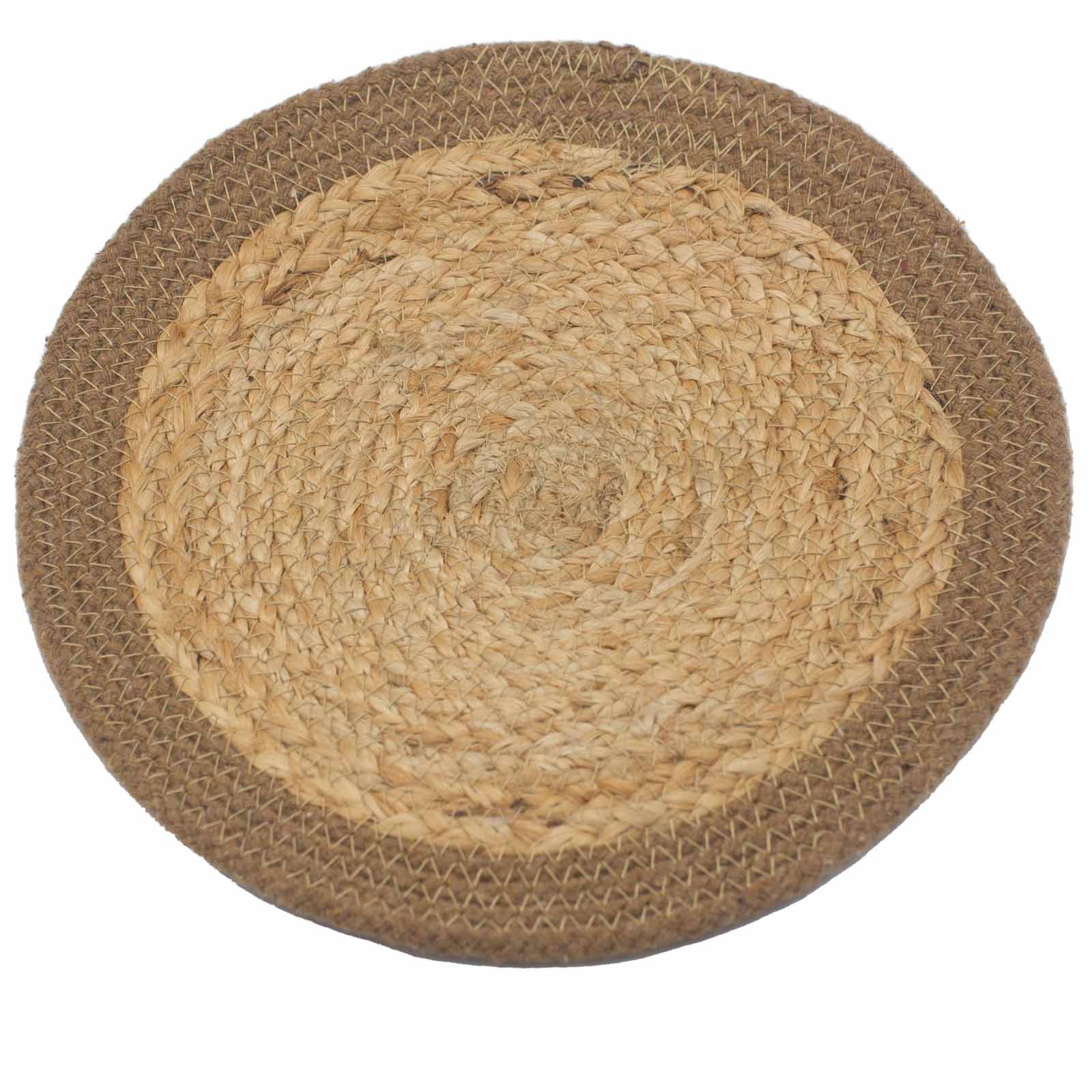 Natural Place Mat - Jute & Cotton 30cm - Natural Boarder - 1 Piece (NPMAT-06)