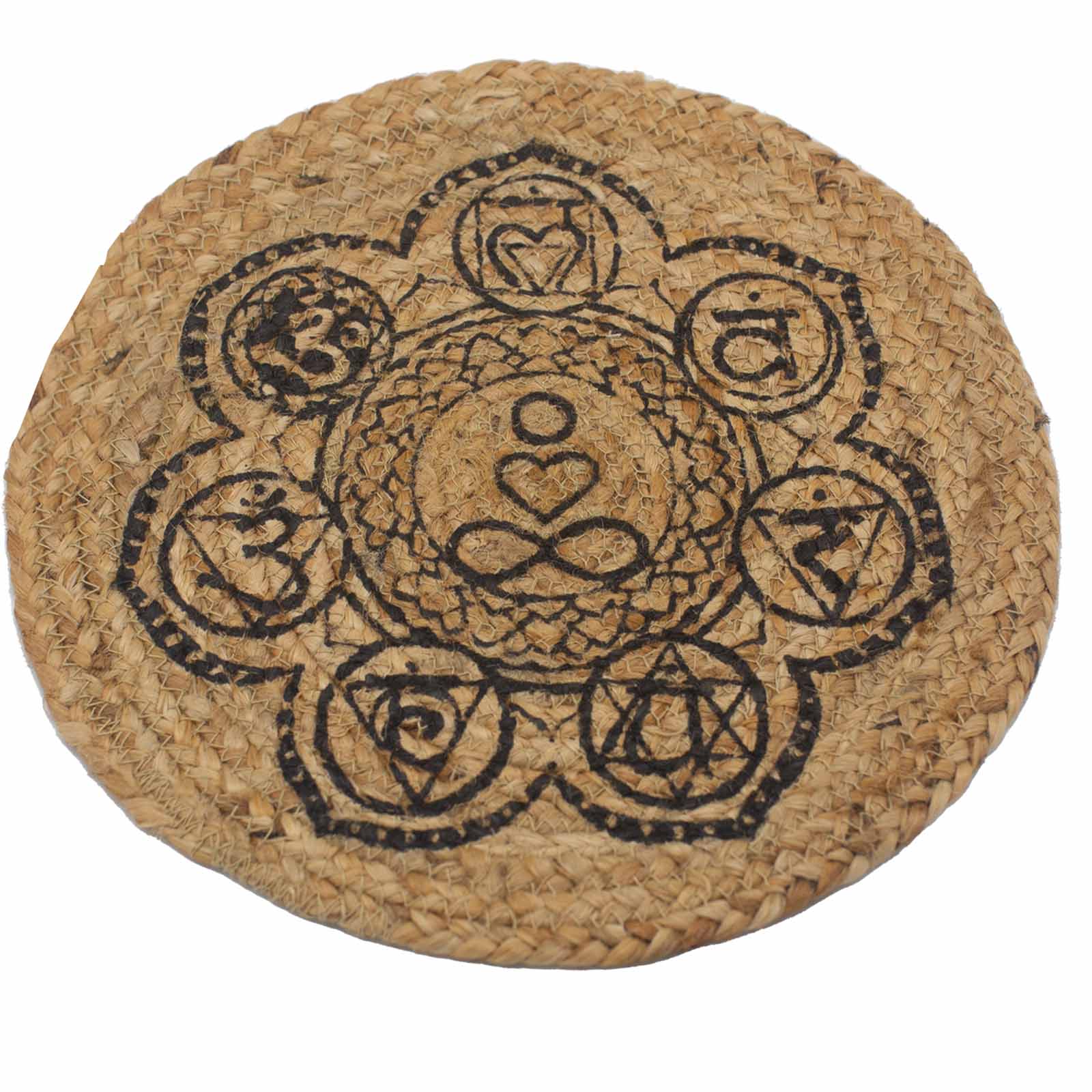 Natural Place Mat - Jute   30cm - Chakra Print - 1 Piece (NPMAT-09)
