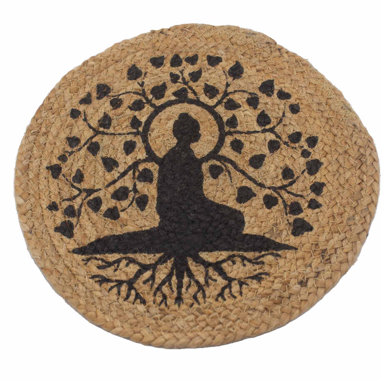 Natural Place Mat - Jute 30cm - Bodhi Tree Print - 1 Piece (NPMAT-08)