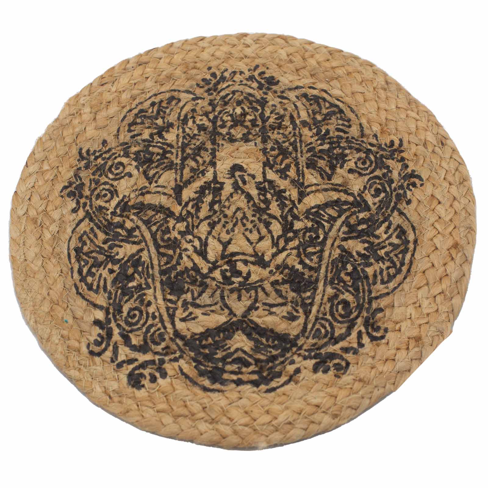 Natural Place Mat - Jute  - Hamsa Print - 1 Piece (NPMAT-10)