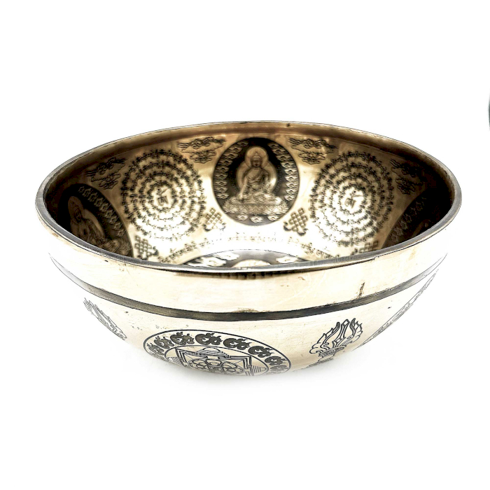 Tibetan Healing Engraved Bowl - 21cm - 5 Buddhas - 1 Piece (Tib-107)