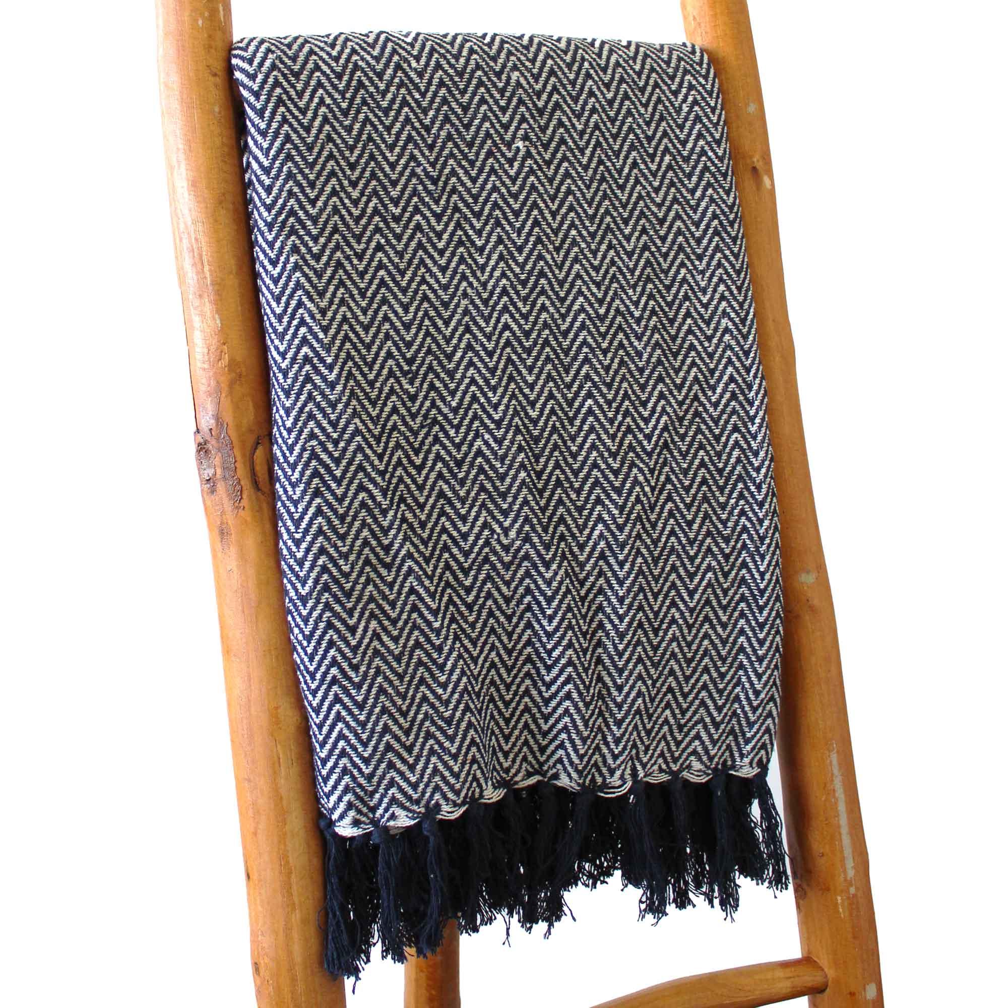 Boho Comfort Throws - 125x150cm - Navy Zigzag - 1 Piece (BOHOT-01)