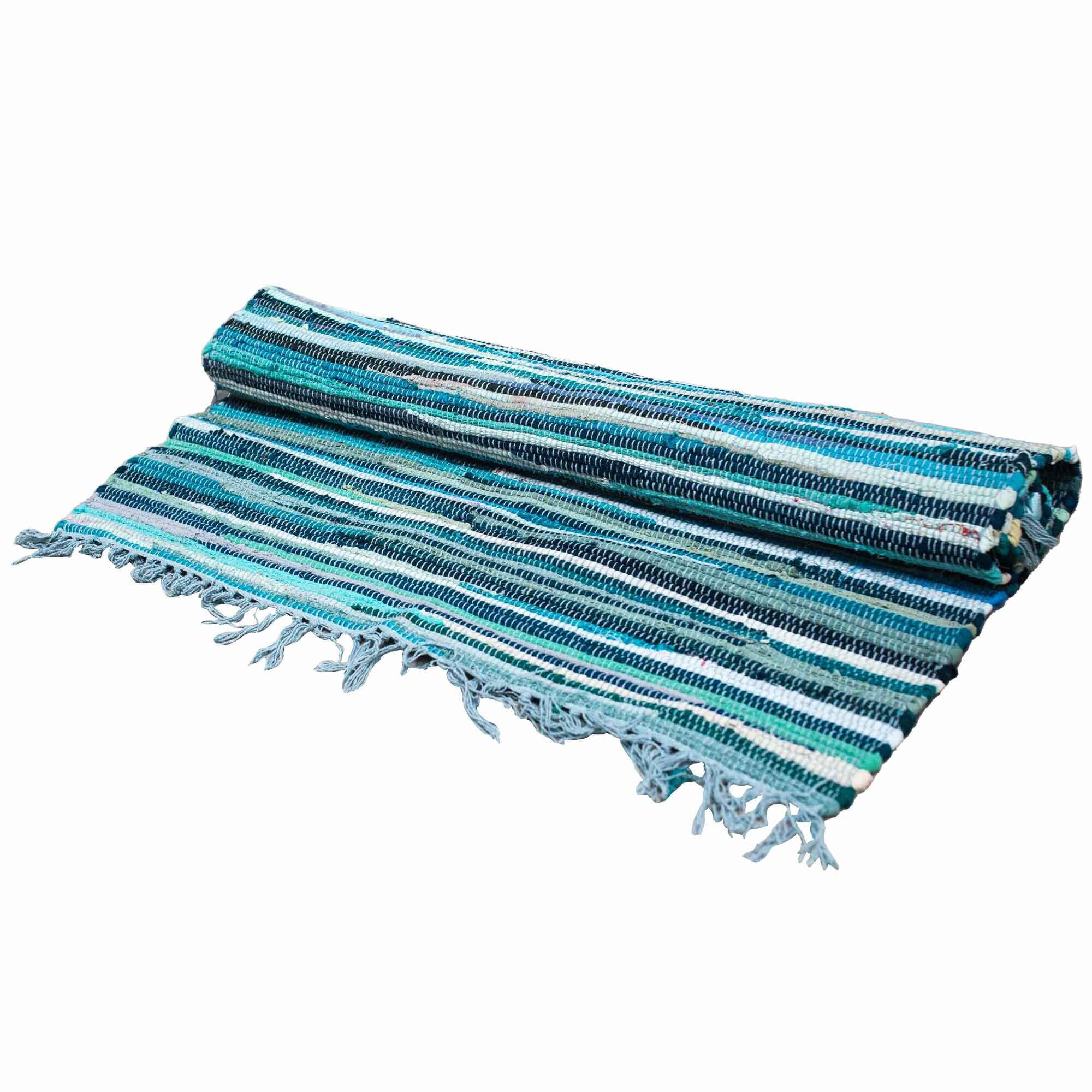Room Rag Rug - 150x200cm - premium quality - Aqua Blues - 1 Piece (VRUG-24)