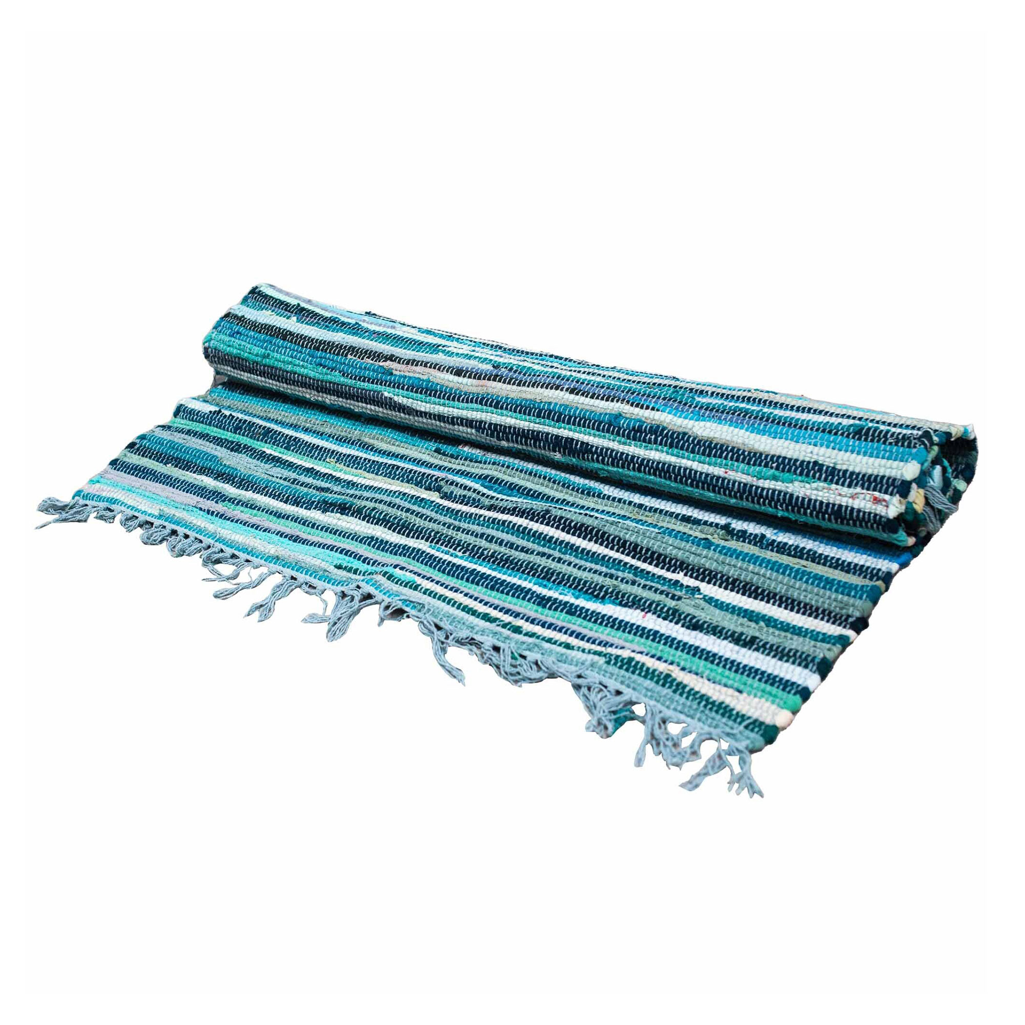 Large Rag Rug - 150x90cm - premium quality - Aqua Blues - 1 Piece (VRUG-17)