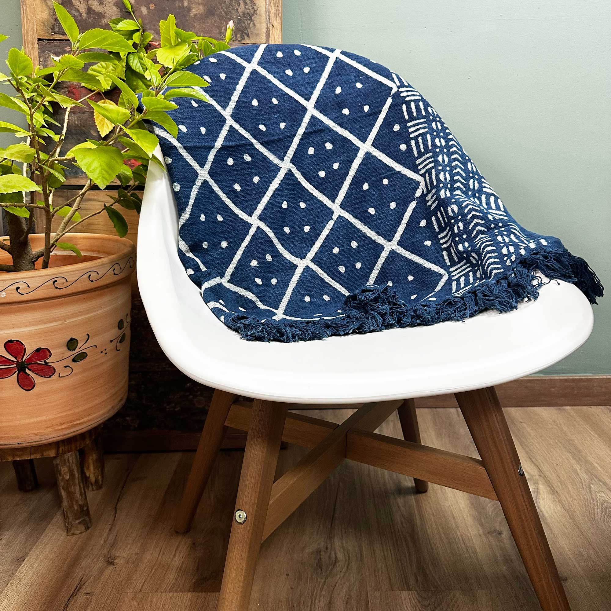 Handmade Indigo Throw - 170x120cm - Midnight Heerak - 1 Piece (HIT-03)