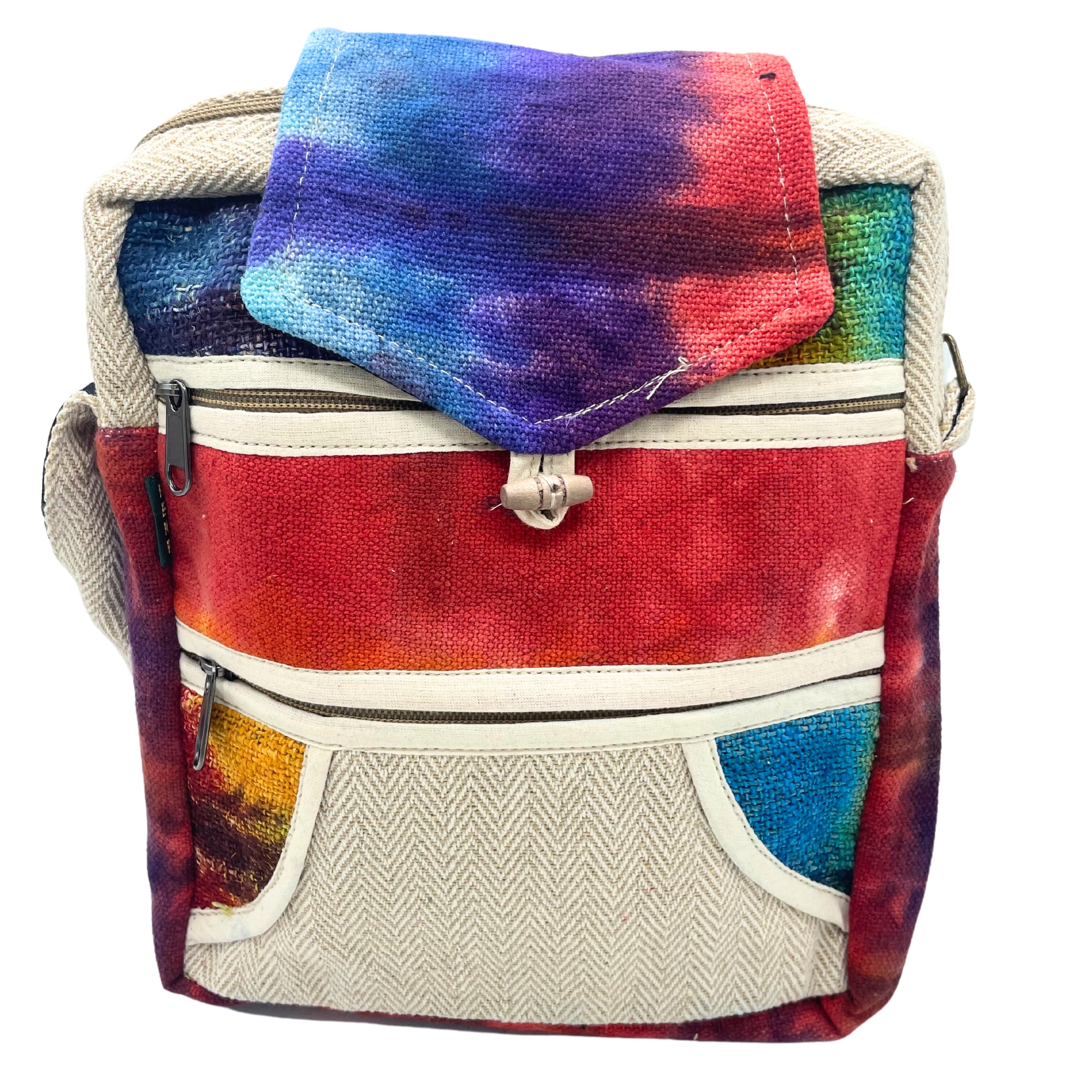 Tiedye Hemp Messegner Bag 2 Zip & Flop - 1 Piece (HempB-25)