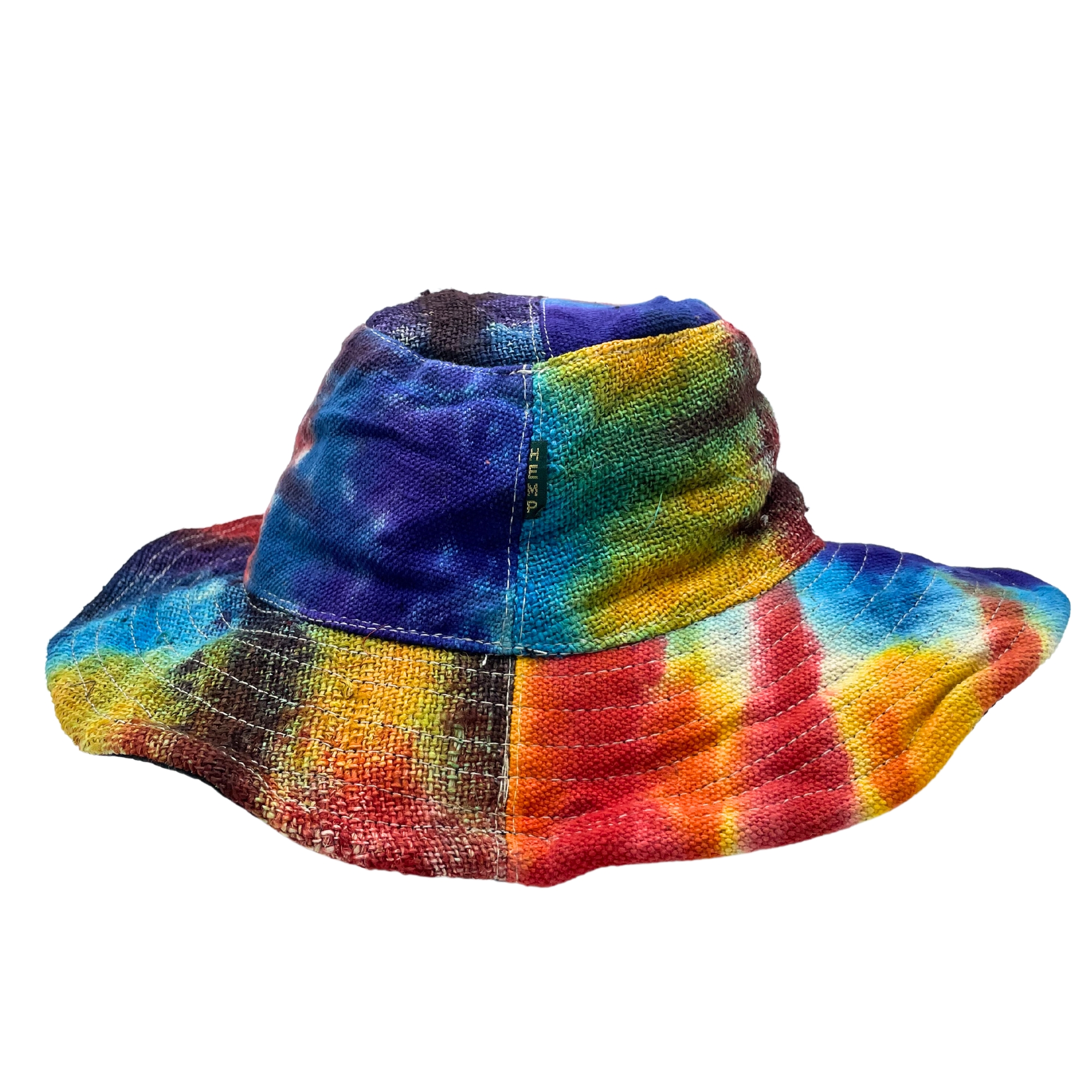 Patched and Wired Hemp & Cotton Boho Festival Hat - Tiedye - 1 Piece (HempH-06)