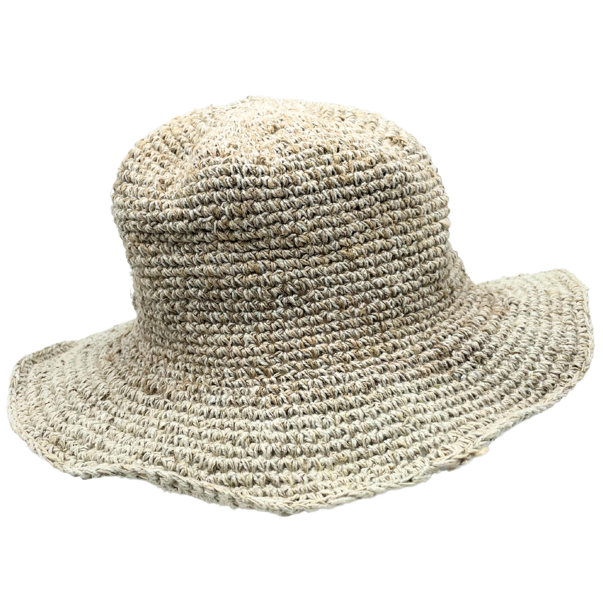 Hand-Knited Hemp & Cotton Boho Festival Hat - Natural - 1 Piece (HempH-01)