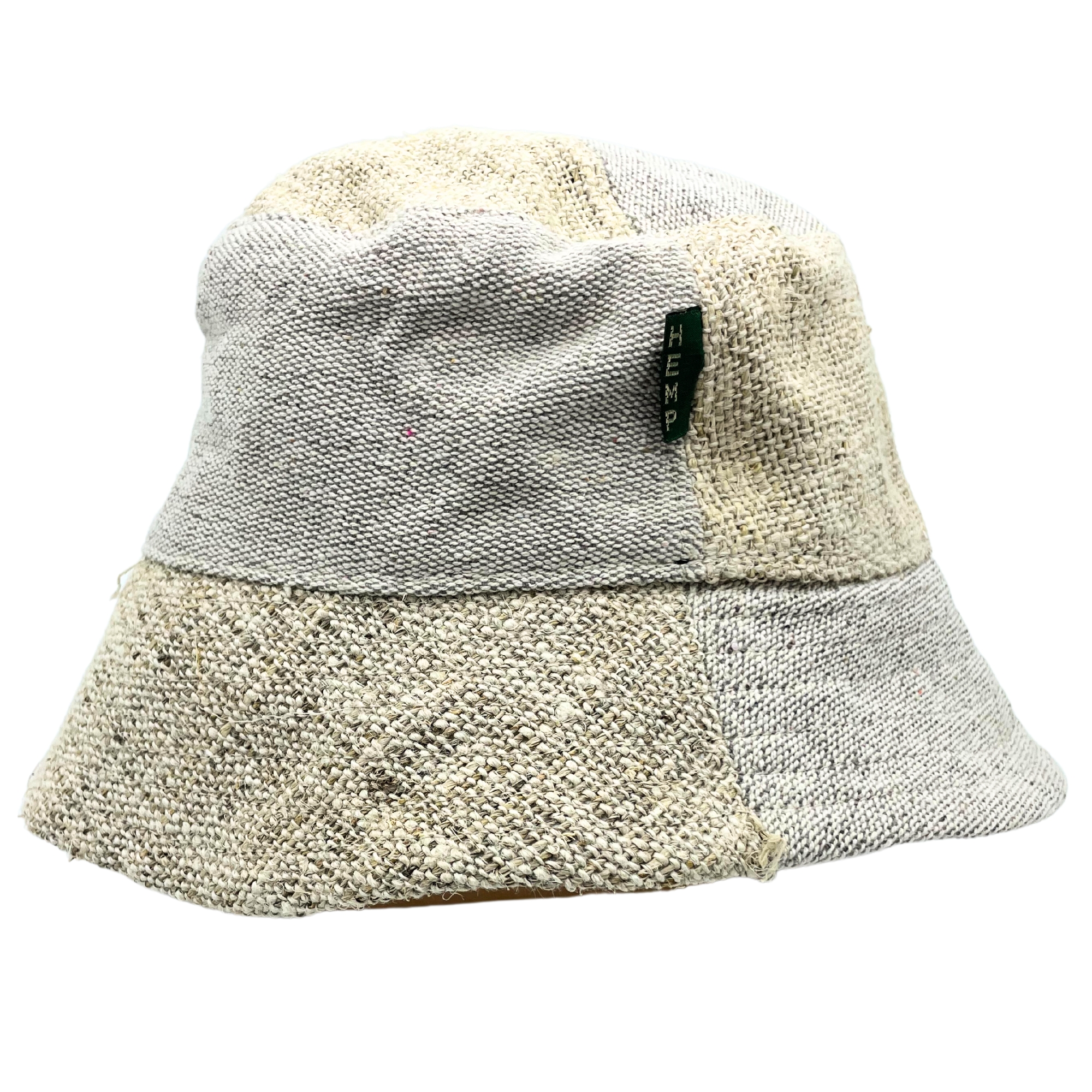 Patched Hemp & Cotton Boho Festival Hat - Natural - 1 Piece (HempH-03)