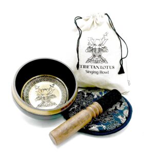 Hand Beaten & Engraved Singing Bowl Gift Set - 14cm - Lotus Flower - 1 Piece (TIbS-21)