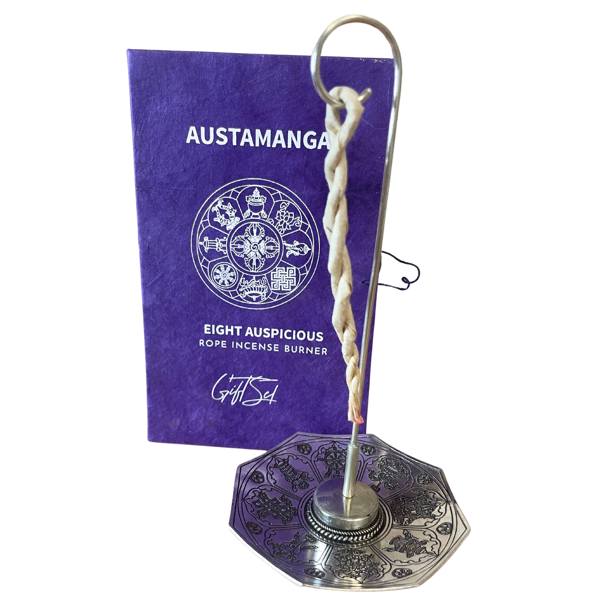 Rope Incense and Silver Plated Holder Set - Astamangal - 1 Piece (RIH-05)