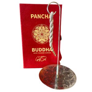 Rope Incense and Silver Plated Holder Set - Pancha Buddha - 1 Piece (RIH-06)
