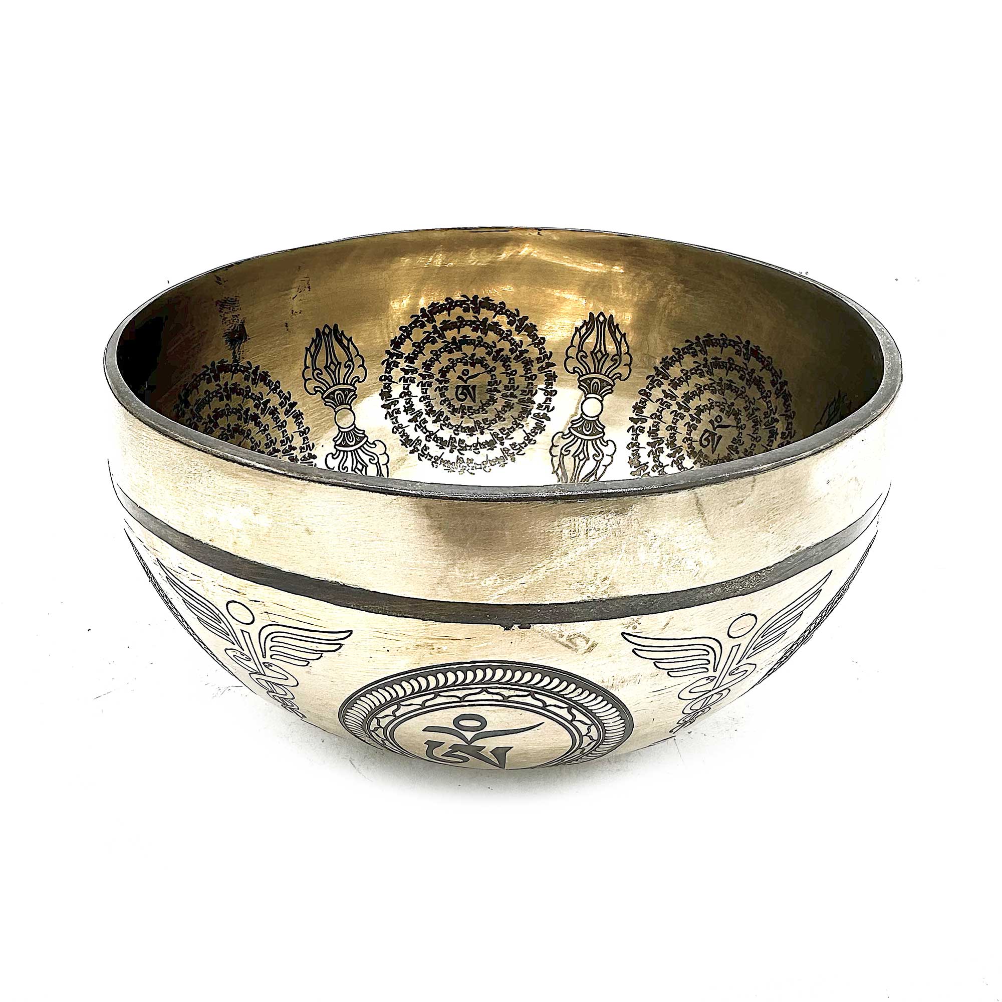 Tibetan Healing Engraved Bowl - 16cm - Bodhi Tree Buddha - 1 Piece (Tib-103)