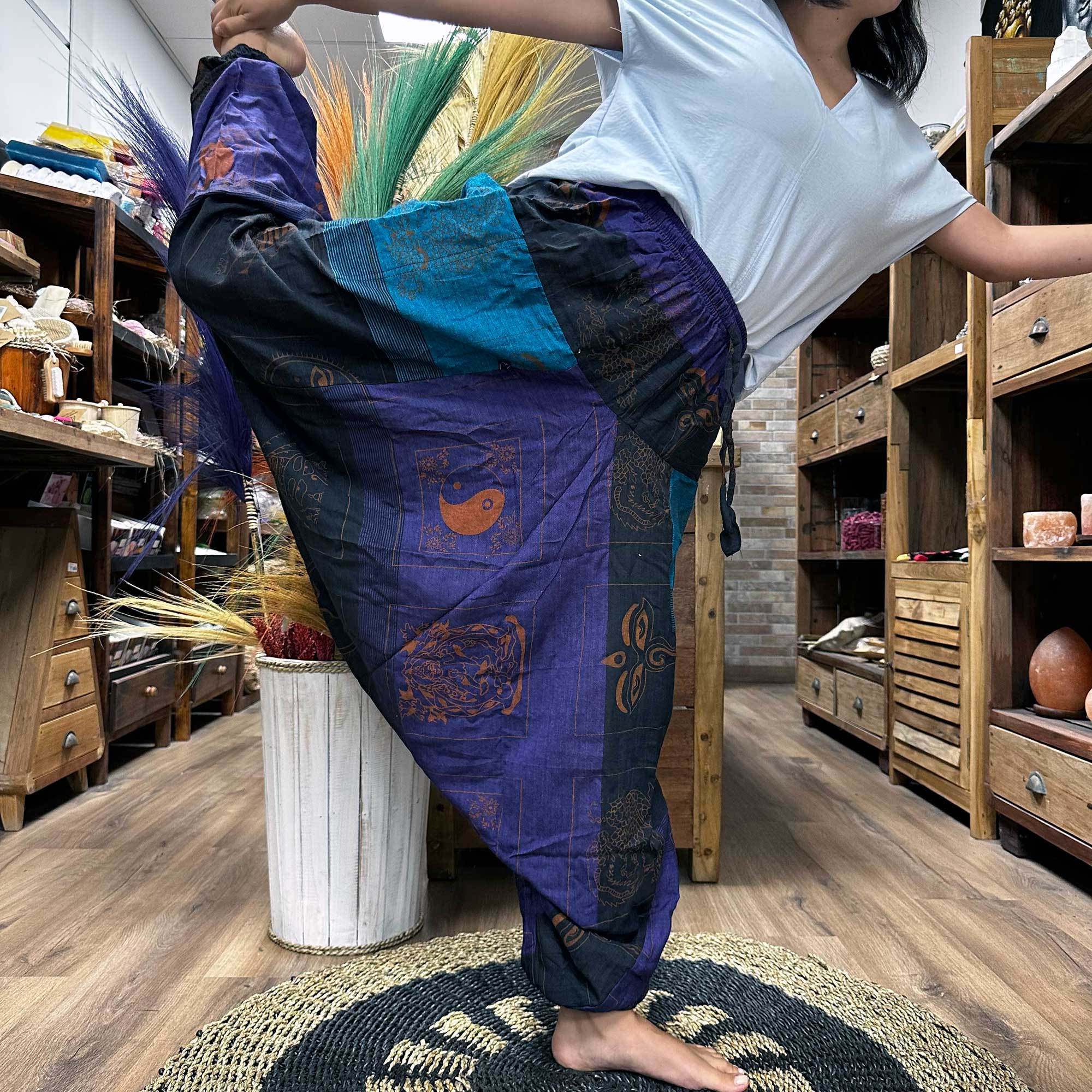 Yoga and Festival Pants - Aladdin Himalayan Print on Purple - 1 Piece (YFP-05)