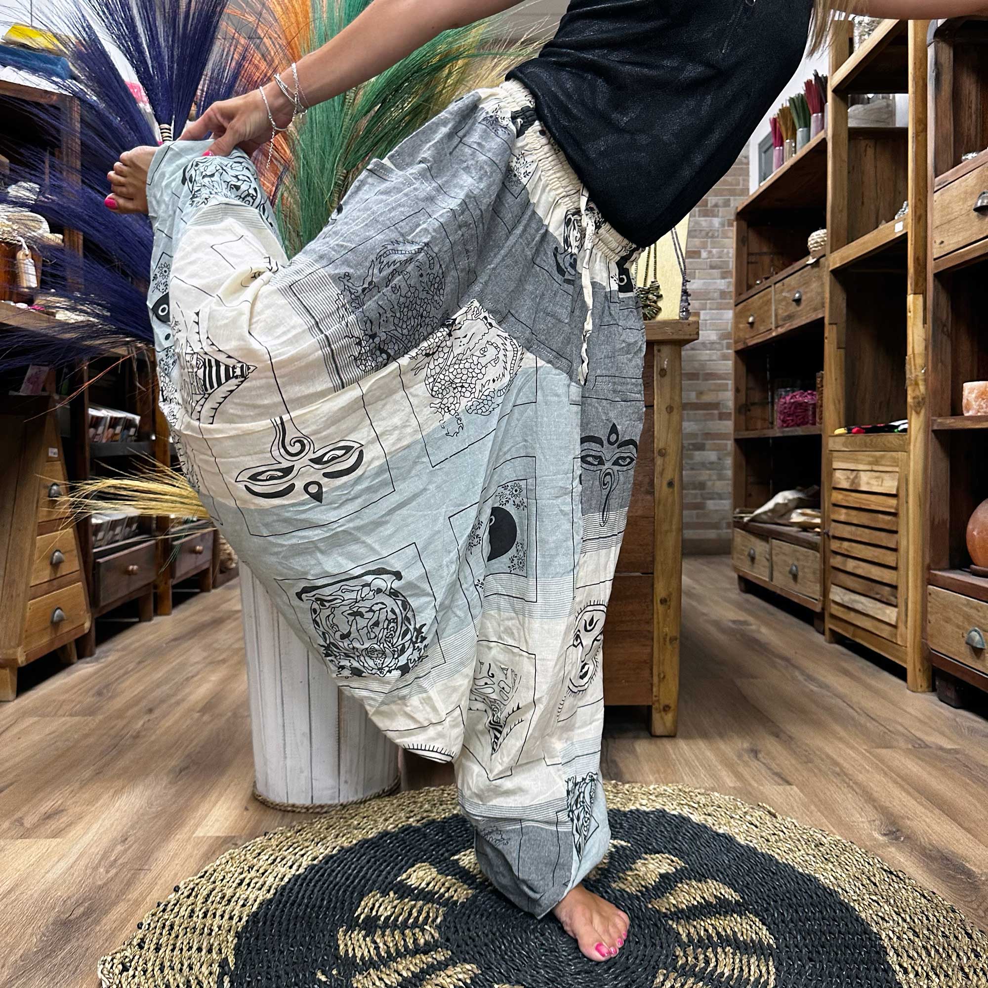 Yoga and Festival Pants - Aladdin Himalayan Print on Grey - 1 Piece (YFP-04)