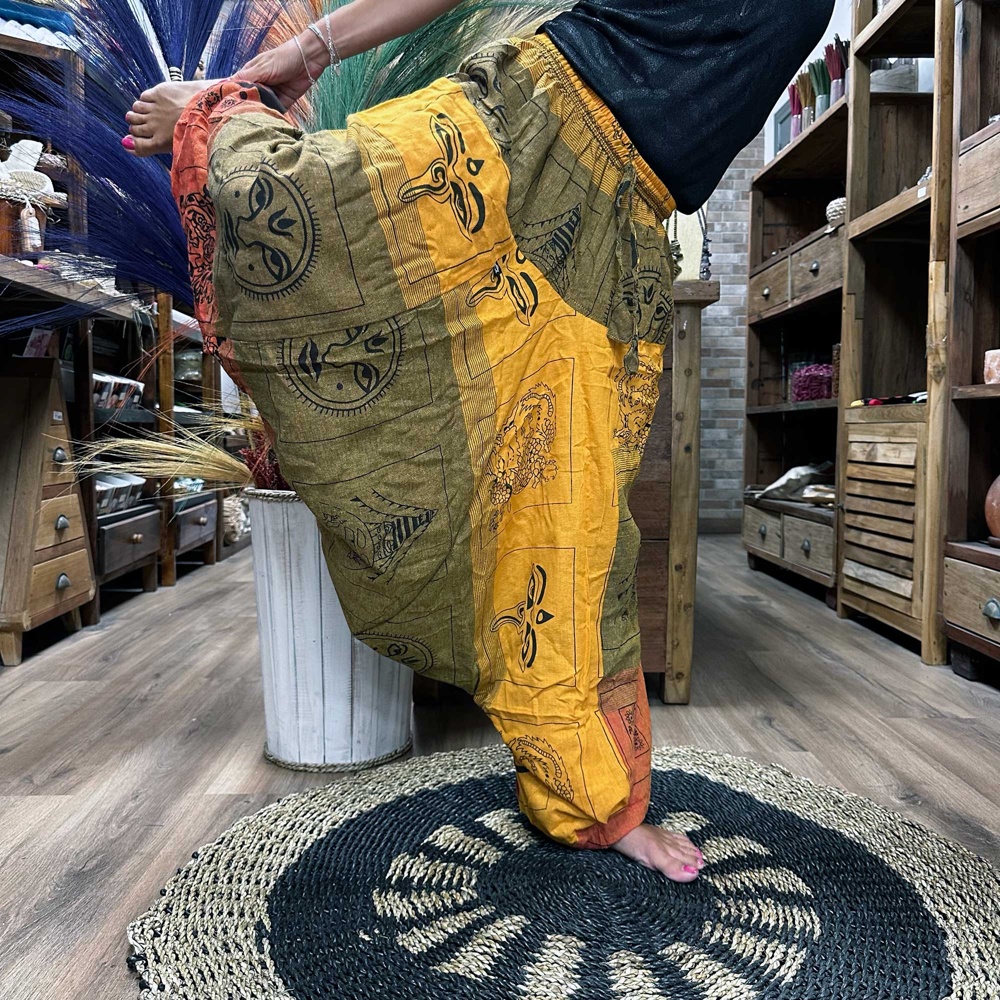 Yoga and Festival Pants - Aladdin Himalayan Print on Orange - 1 Piece (YFP-06)