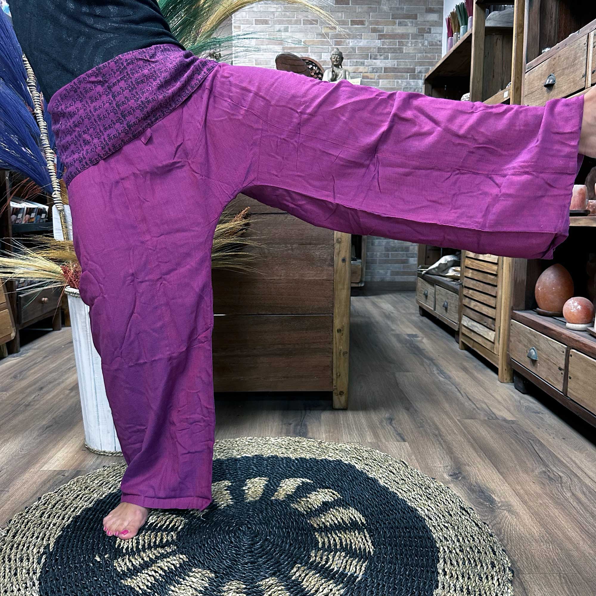 Yoga and Festival Pants - Thai Fisherman Mandala Mantra on Purple - 1 Piece (YFP-08)