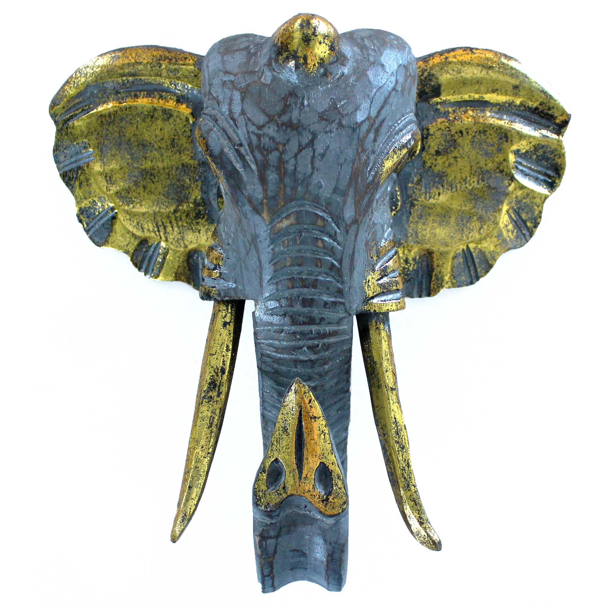 Large Elephant Head - Gold & Grey - 1 Piece (VINTEP-05)