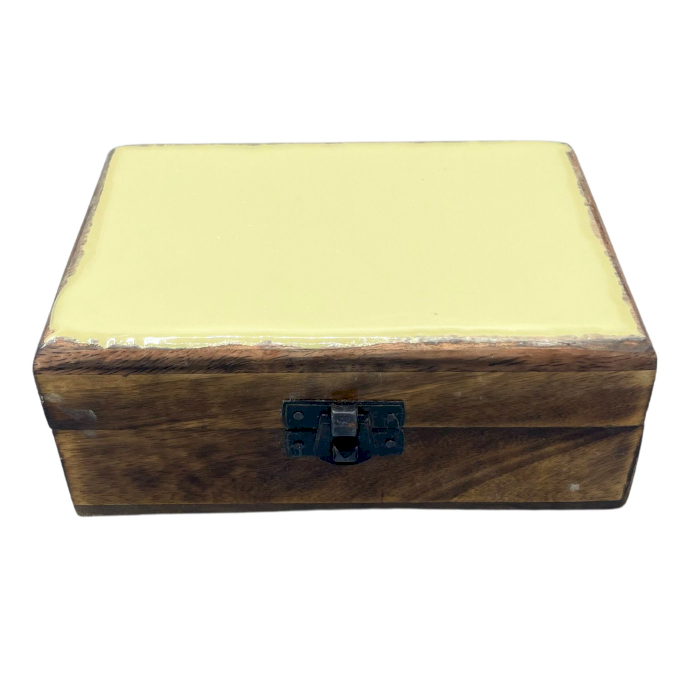 Medium Ceramic Glazed Wood Box - 15x10x6cm - Concrete - 1 Piece (CGIBox-04)