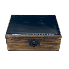 Medium Ceramic Glazed Wood Box - 15x10x6cm - Black - 1 Piece (CGIBox-05)