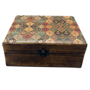Large Ceramic Glazed Wood Box - 20x15x7.5cm - Trad-Pattern - 1 Piece (CGIBox-08)