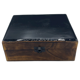 Large Ceramic Glazed Wood Box - 20x15x7.5cm - Black - 1 Piece (CGIBox-11)