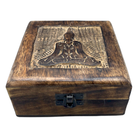 Square Wooden Keepsake Box 13x13x6cm - Buddha - 1 Piece (IMBox-06)