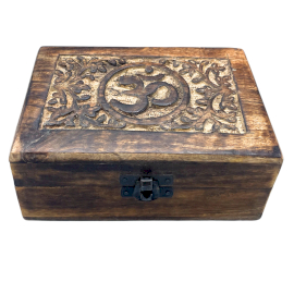 Medium Wooden Keepsake Box 15x10x6cm - Om - 1 Piece (IMBox-08)