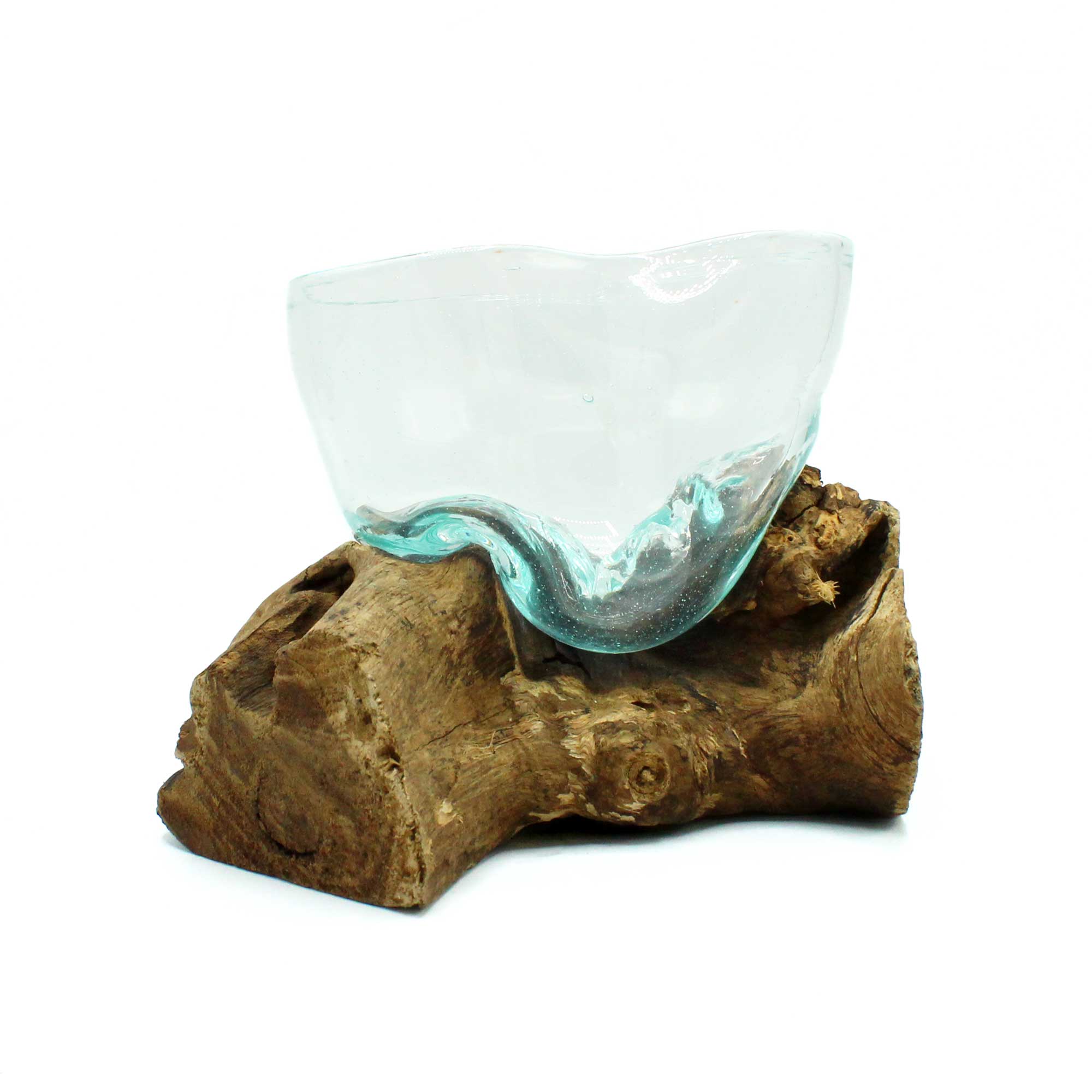 Molten Glass Arfully Misshapen Bowl on Wood - 1 Piece (MGW-36)