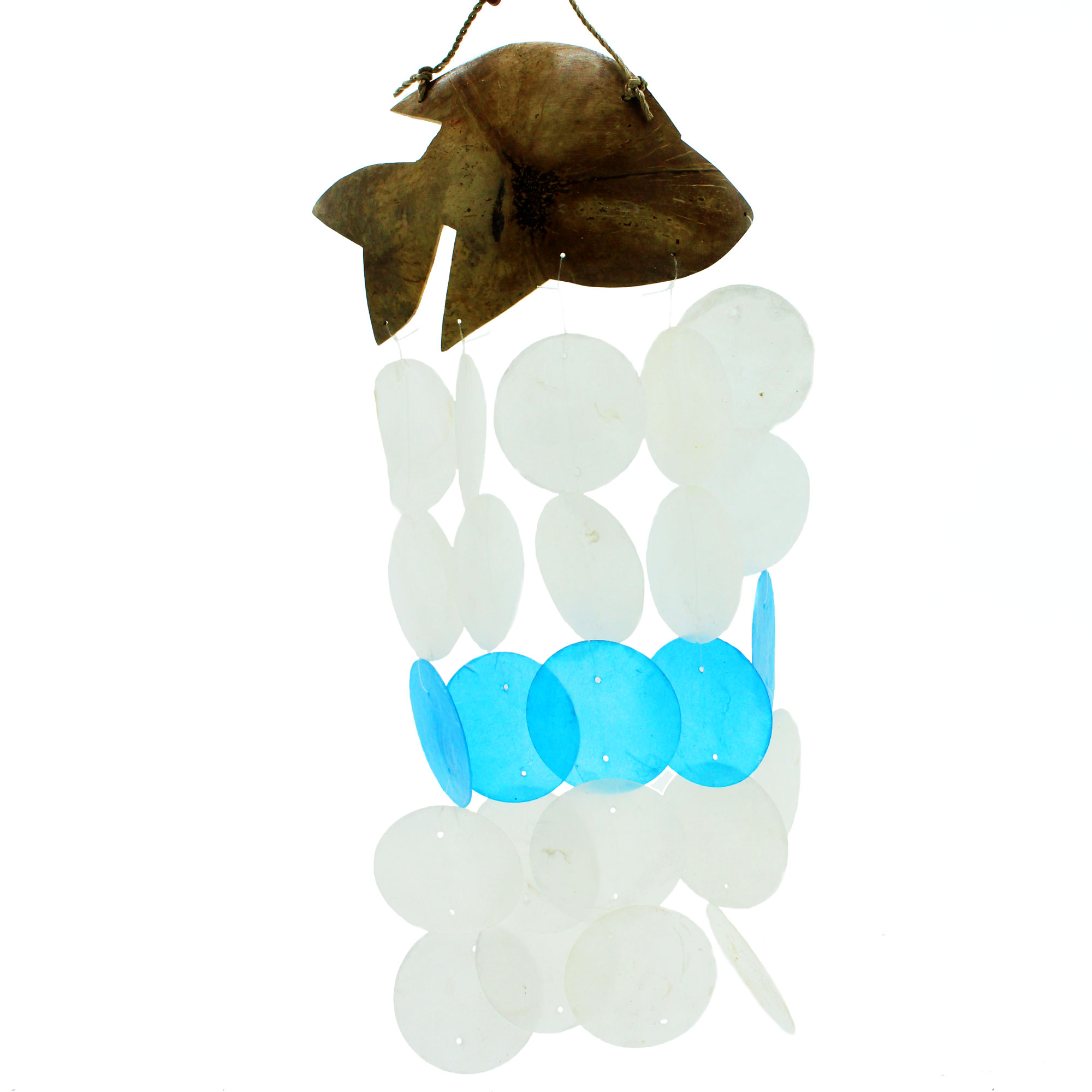 Coconut & Capiz Windchimes - Blue Dolphins - 30cm - 1 Piece (Copi-11)