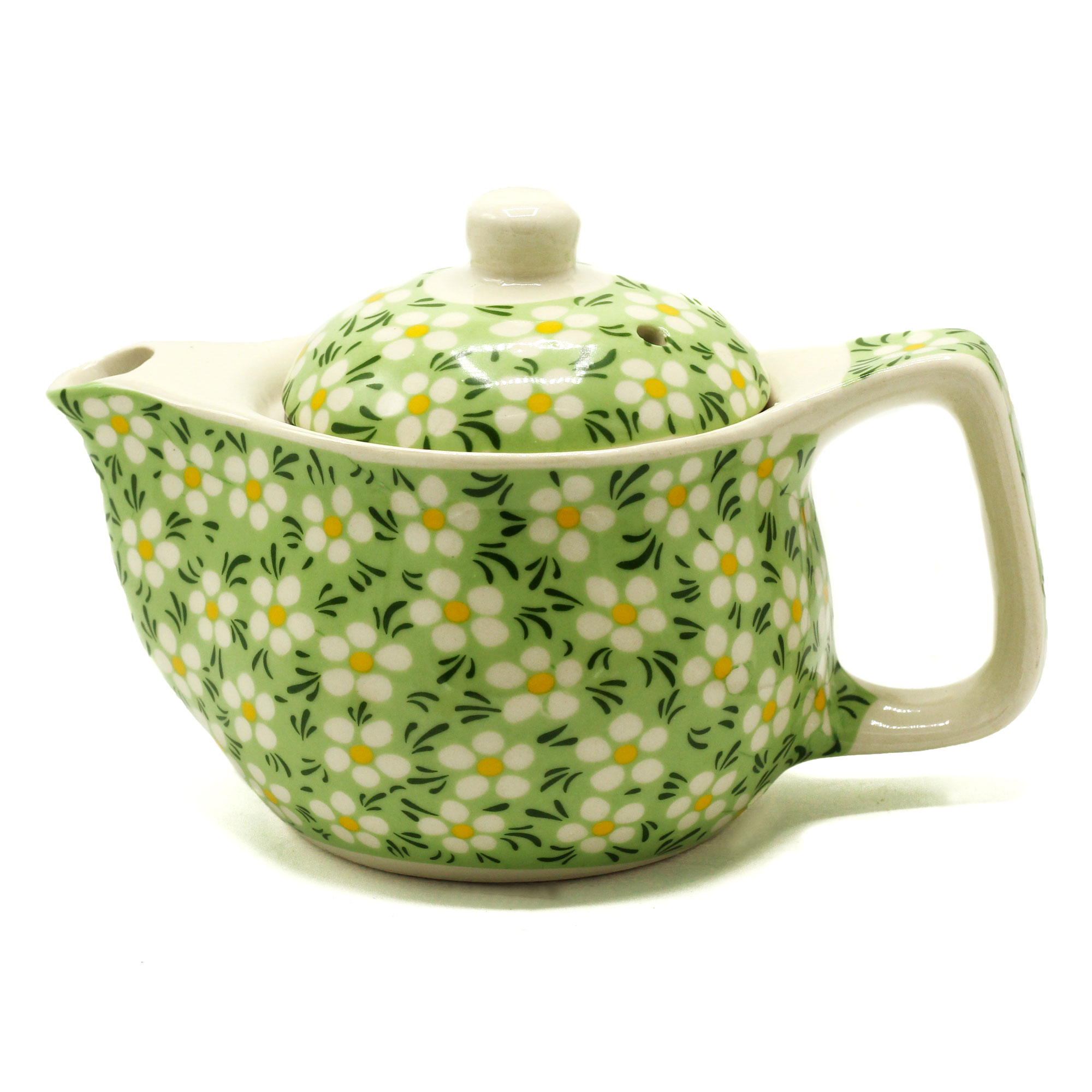 Small Herbal Teapot - Green Daisy - 1 Piece (TeaP-14)