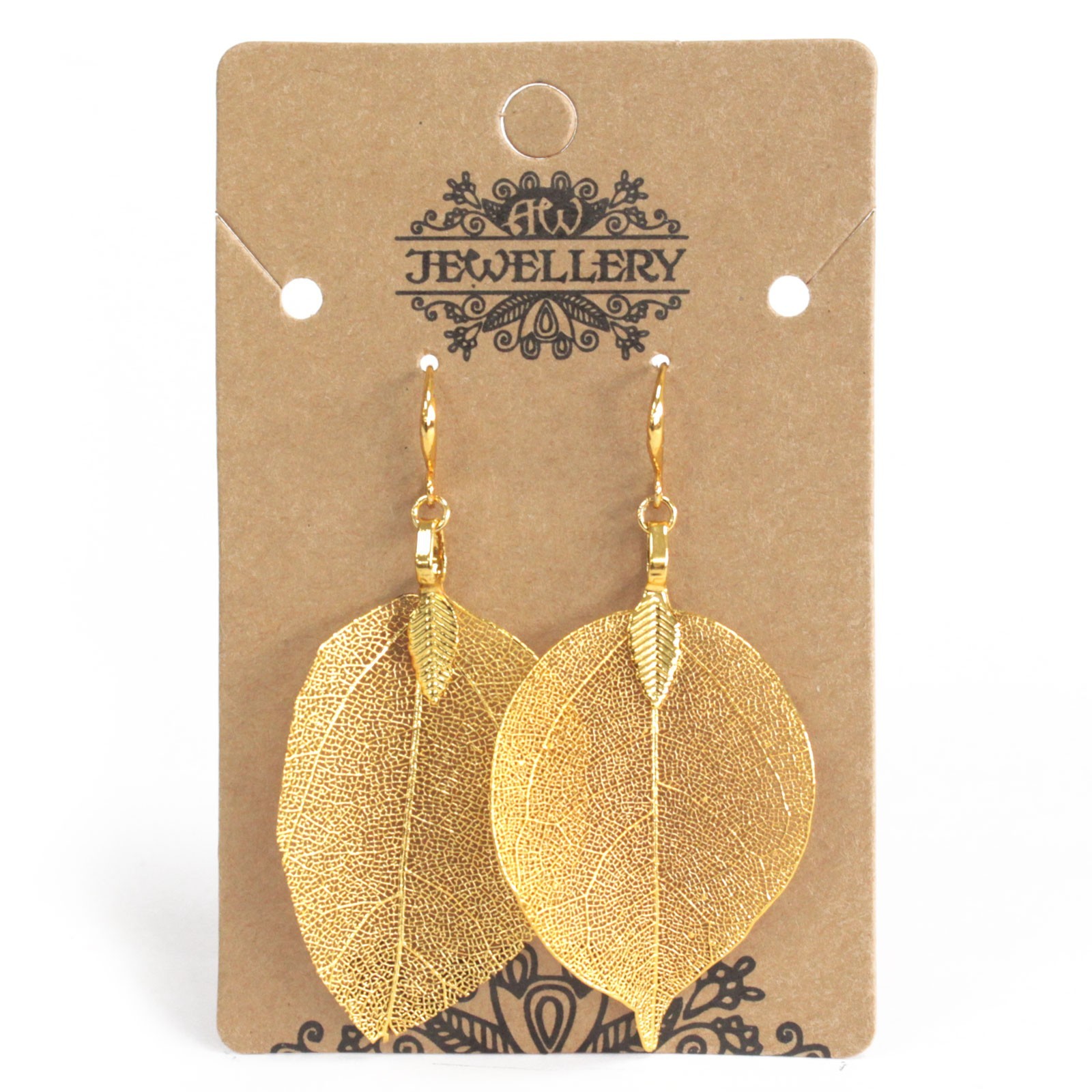Earrings - Bravery Leaf - Gold - 1 Piece (POT-13B)